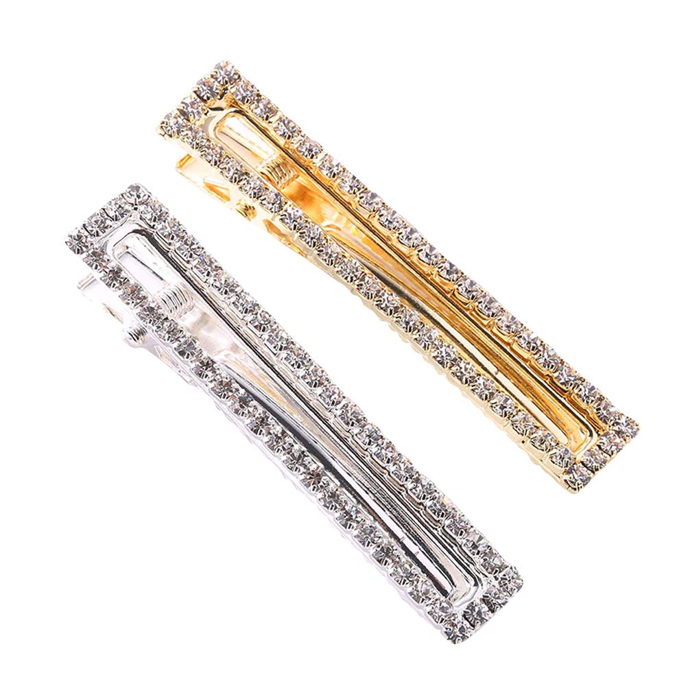 **Gold & Silver Crystal Alligator & Duckbill Hair Clips – Rhinestone Stylish Barrettes with Teeth – Hair Pins & Bobby Pins – Slide Hair Accessories for Women & Girls – Jewelry Gift for Parties, Weddings & Daily Wear (Large)**