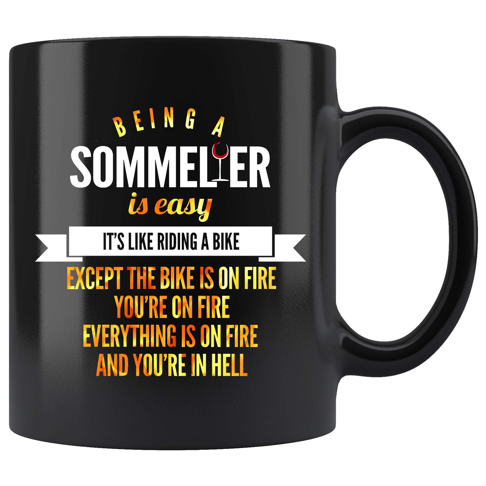 11 oz Black Sommelier Coffee Mug - Funny Gift for Wine Lovers, Men & Women - Perfect for Office Humor, Housewarming Gifts & Wine Tasting Parties