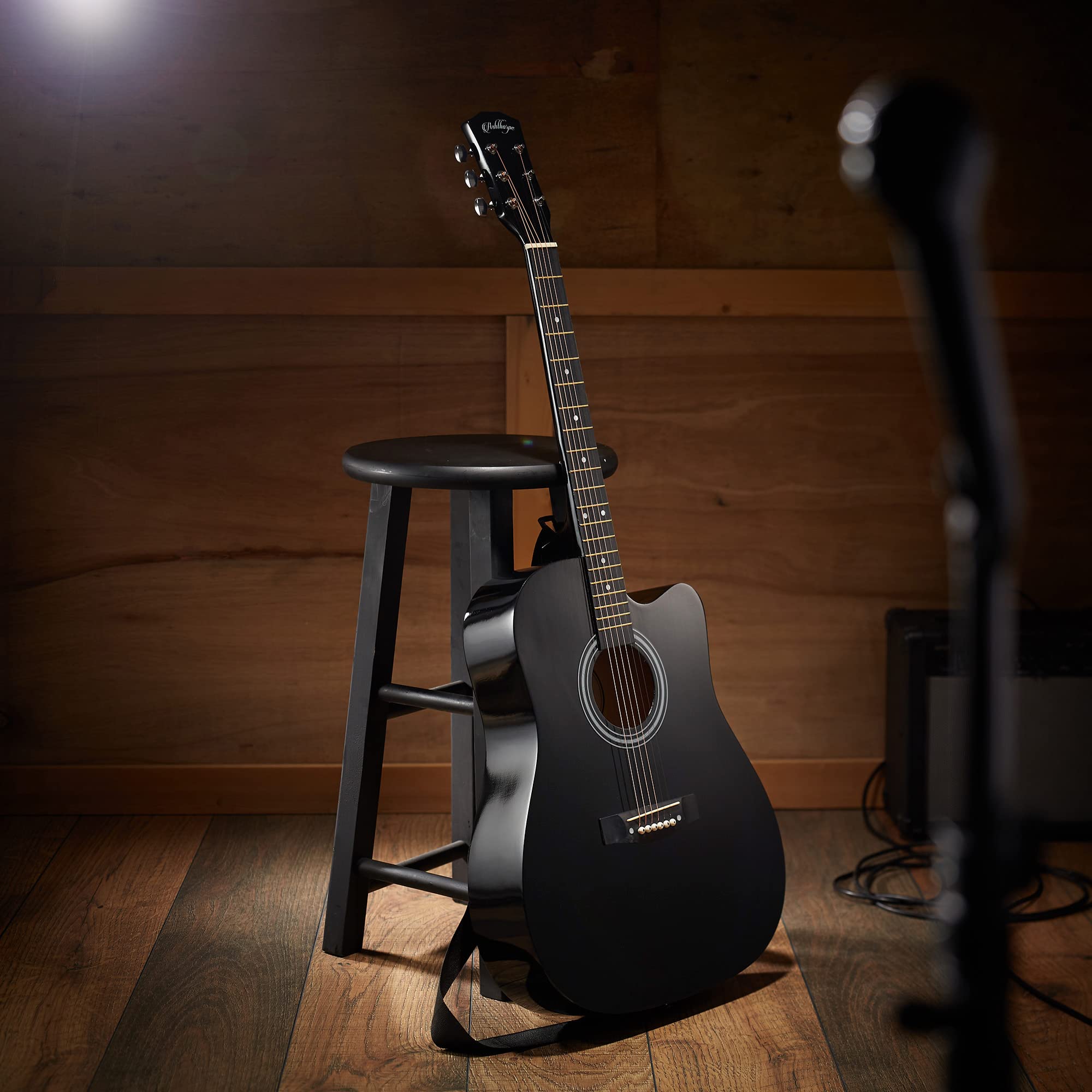 Ashthorpe 41-Inch Full Size Cutaway Acoustic Guitar Starter Kit for Beginners - Black with Gig Bag, Strings, Strap, Tuner & Picks - Perfect for Learning, Practice & Live Performances