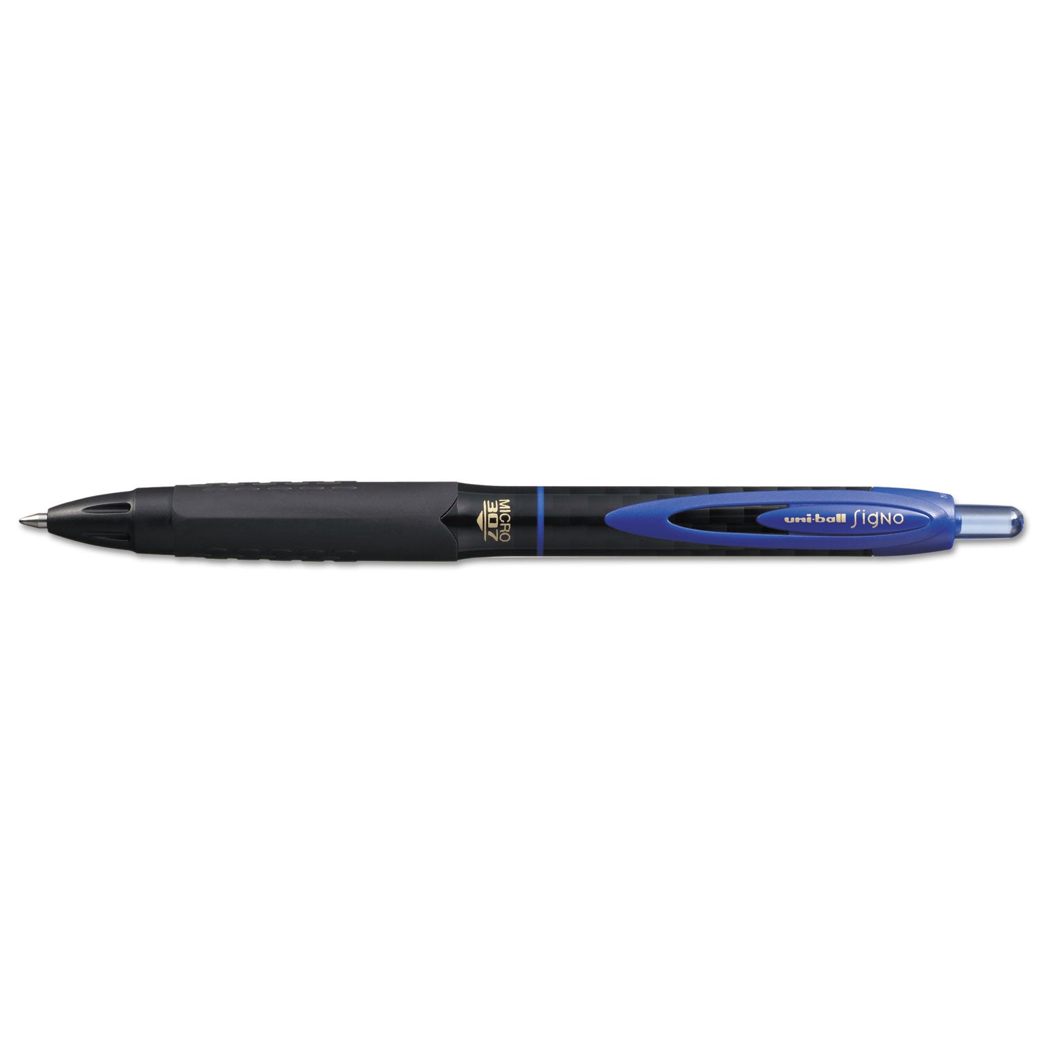 307 Retractable Gel Pen - 0.5mm Micro Fine Point, Smooth Blue Ink, Black Barrel (Pack of 12) - Perfect for Office, School, Note Taking & Everyday Writing