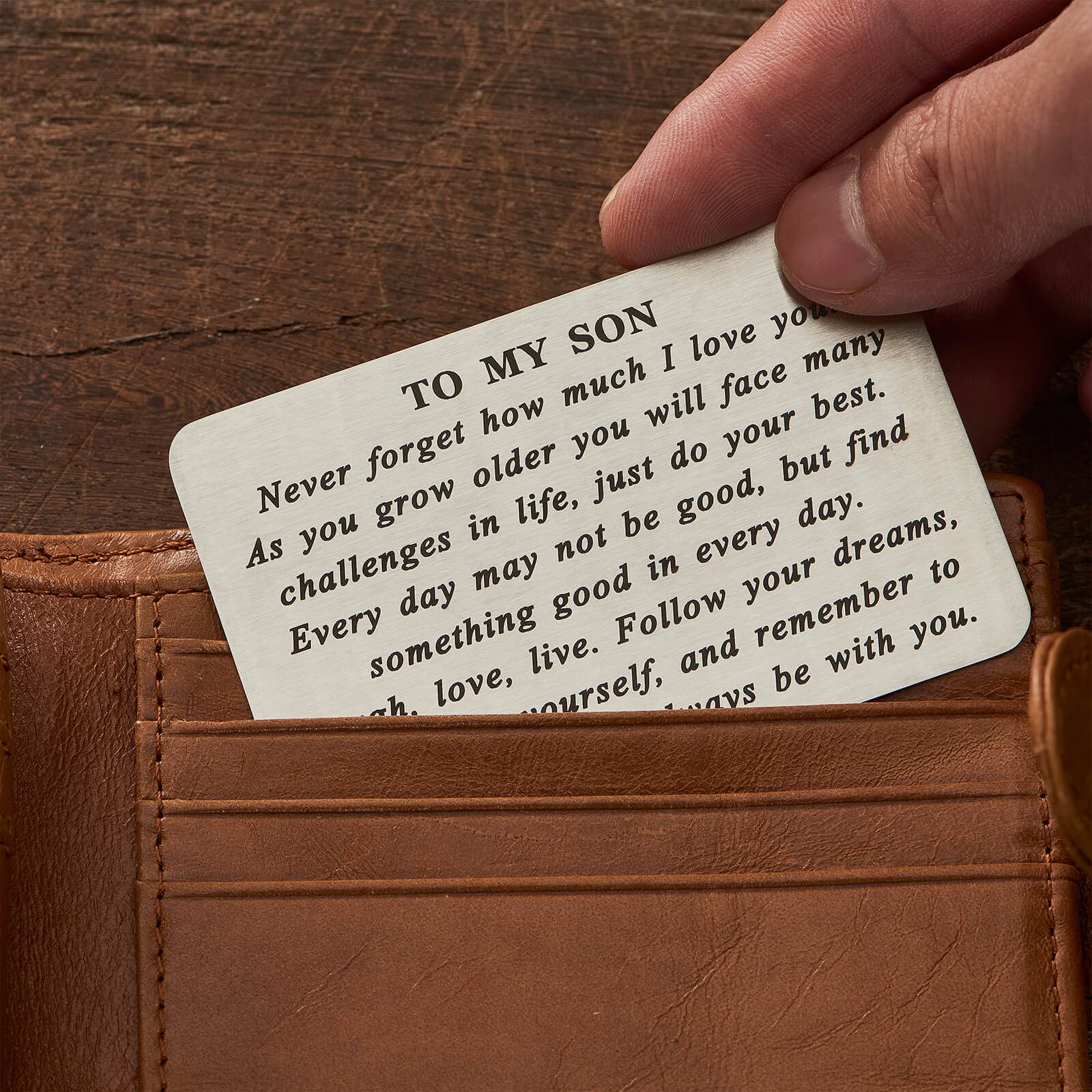 Encouraging Son Wallet Card - Inspirational Graduation Birthday Back to School Gift for Boys & Men | Thoughtful Present from Mom | Perfect for Daily Use, Special Occasions & Keepsakes