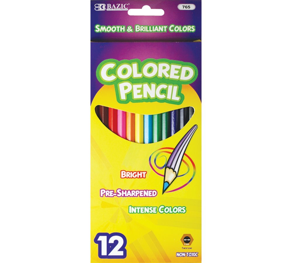 Bazic 12-Color Premium Colored Pencils, Bulk Pack of 144 (Case #765-144) - Perfect for School, Art Class & DIY Craft Projects