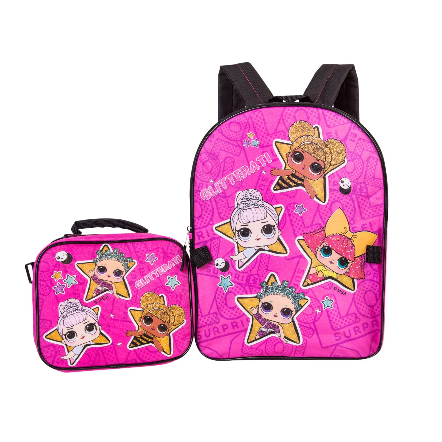 L.O.L. Surprise Backpack and Lunch Box Set for Girls - 2 Piece School Backpack Combo in Hot Pink - Perfect for School, Travel, and Birthday Gifts