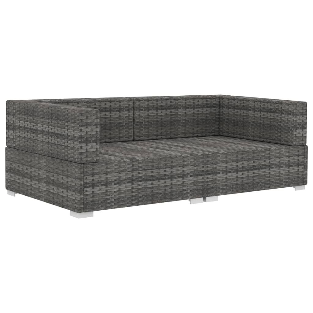 SKM 2-Piece Patio Sofa Set with Waterproof Cushions, Durable Poly Rattan Outdoor Furniture in Gray - Perfect for Garden, Backyard, and Poolside Relaxation