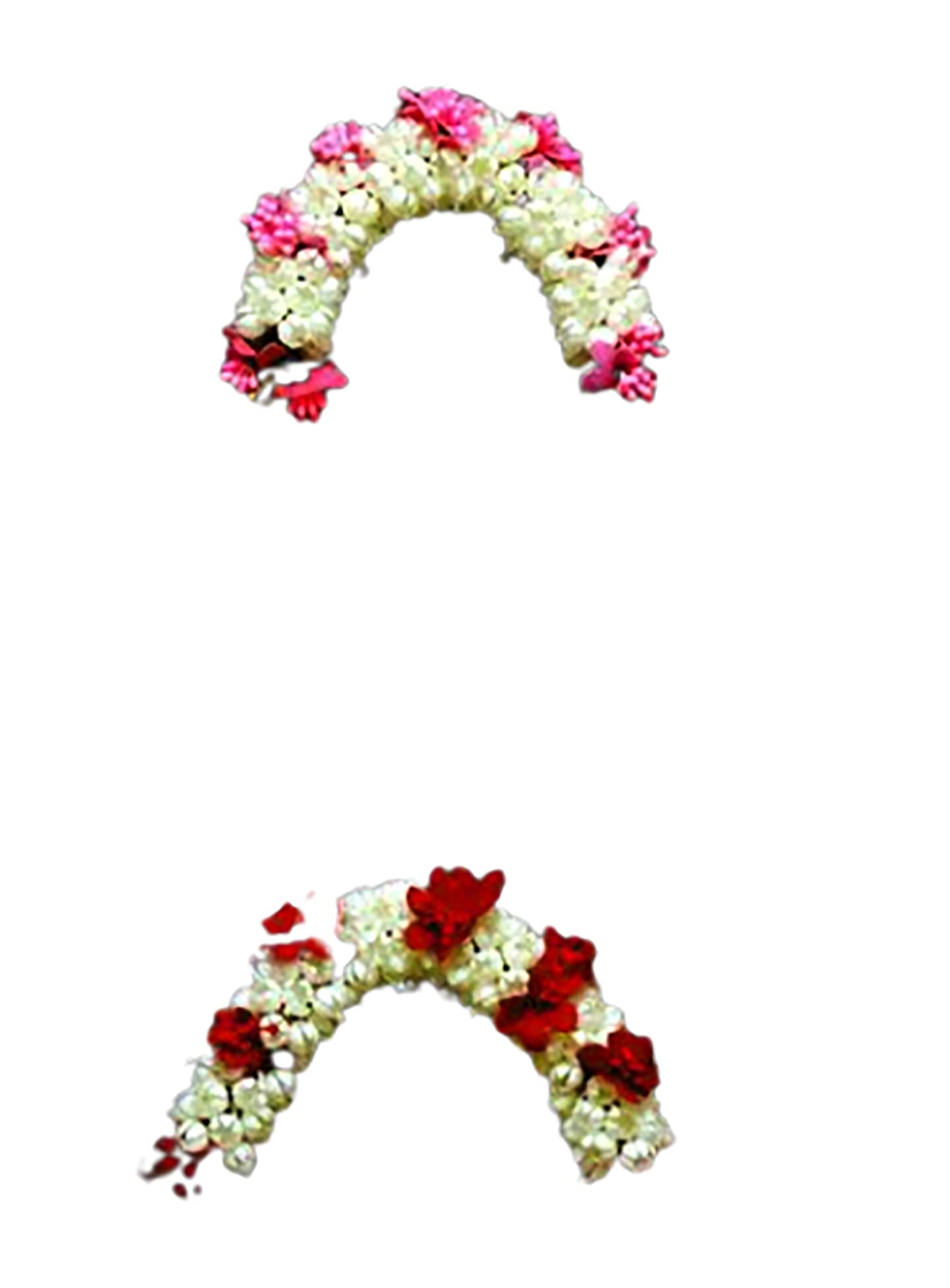 Anagha Hair Accessories for Bun Making - 2-Piece Set of Mogra & Two-Tone Fabric Flower Gajra for Bridal Hairstyles | Perfect for Weddings, Parties & Traditional Indian Events