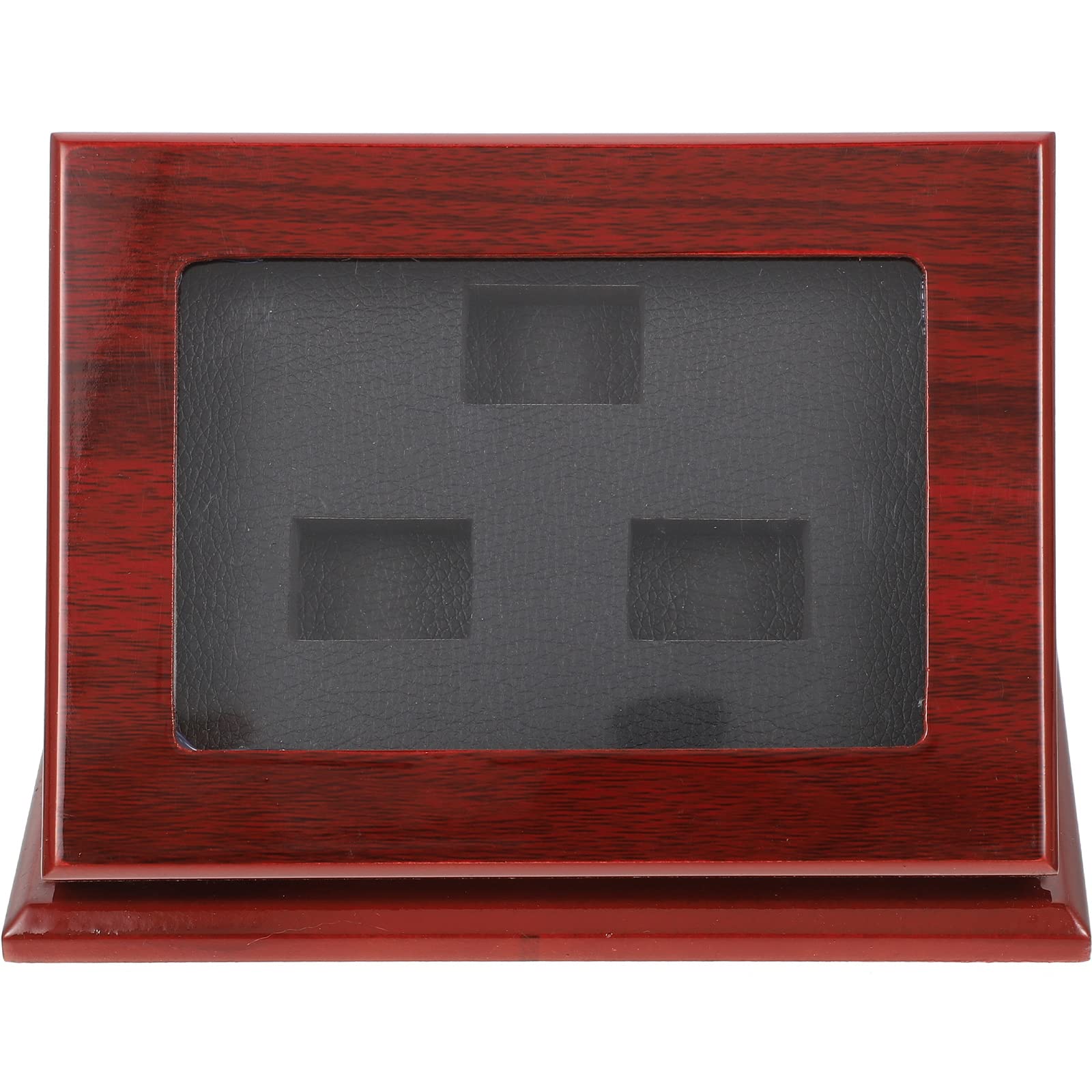 LUOZZY Championship Ring Display Case - Wooden Ring Storage Box with 3 Holes for Jewelry Collection | Perfect for Home Decor, Sports Memorabilia Showcase & Gift Presentation