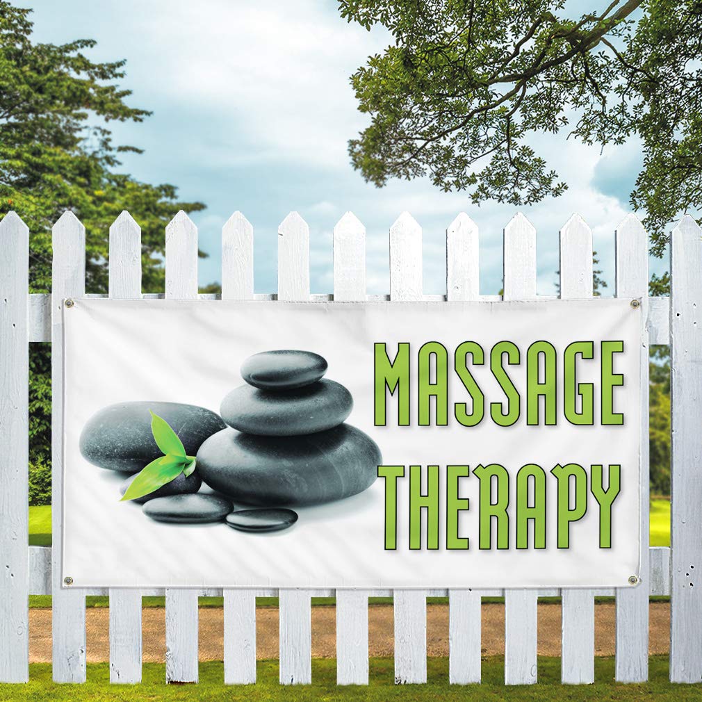 Premium Vinyl Banner Sign for Massage Therapy Business - 28x70 Inches (Multiple Sizes Available) - 4 Grommets - Set of 3 - Durable Outdoor Advertising for Spa, Wellness Center & Retail Store Promotion