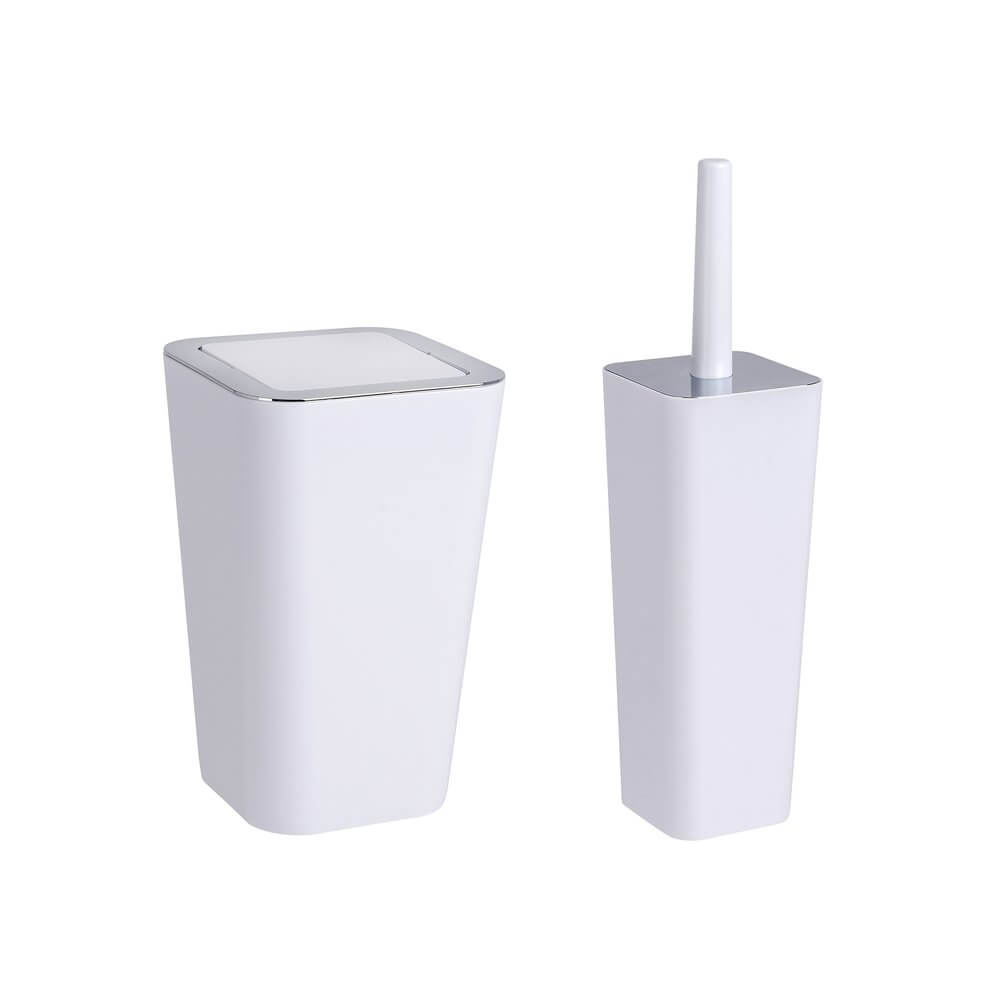 2-Piece White Bathroom Accessories Set - Candy-Themed Soap Dispenser & Toothbrush Holder for Modern Home Decor