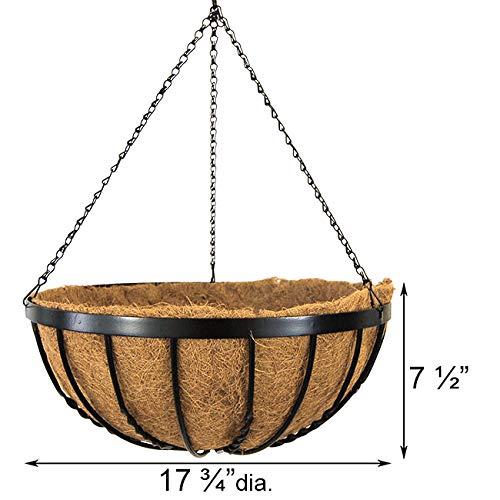 Panacea 88536 Cotswold Series Hanging Plant Baskets - 17.75 Inch Black Outdoor Flower Pots (Set of 4) - Perfect for Patio, Garden, Porch & Balcony Decor