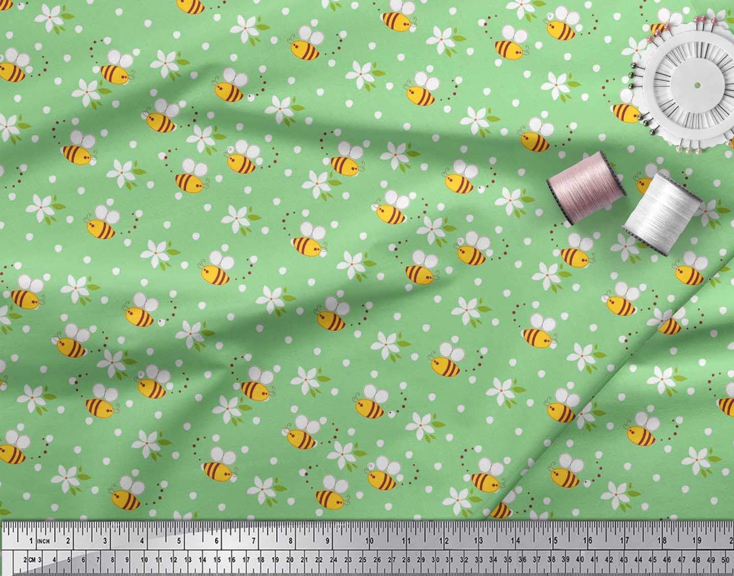 Soimoi Green Polyester Crepe Fabric - 42