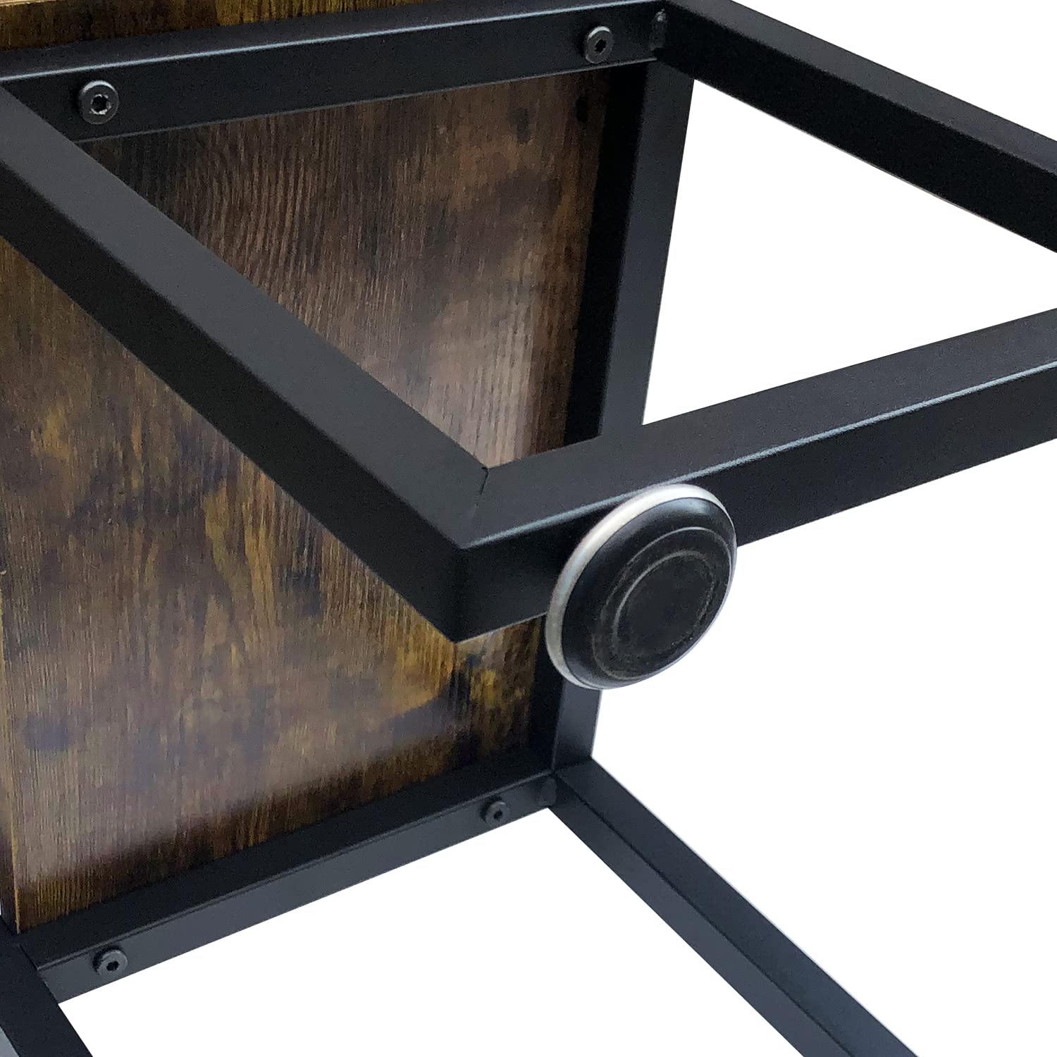Beey Round Nesting Coffee Table Set of 2 - Farmhouse Style Wood & Metal End Tables with Sturdy Frame - Reclaimed Oak Finish - Perfect for Living Room, Balcony, or Bedroom Decor