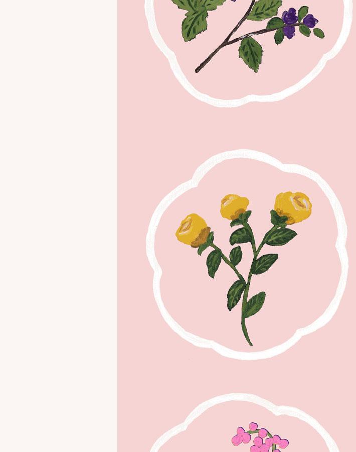 Montaigne Stripe Wallpaper by Carly Beck - Pink Floral Peel & Stick Wallpaper for Bedroom, Nursery, Living Room Decor