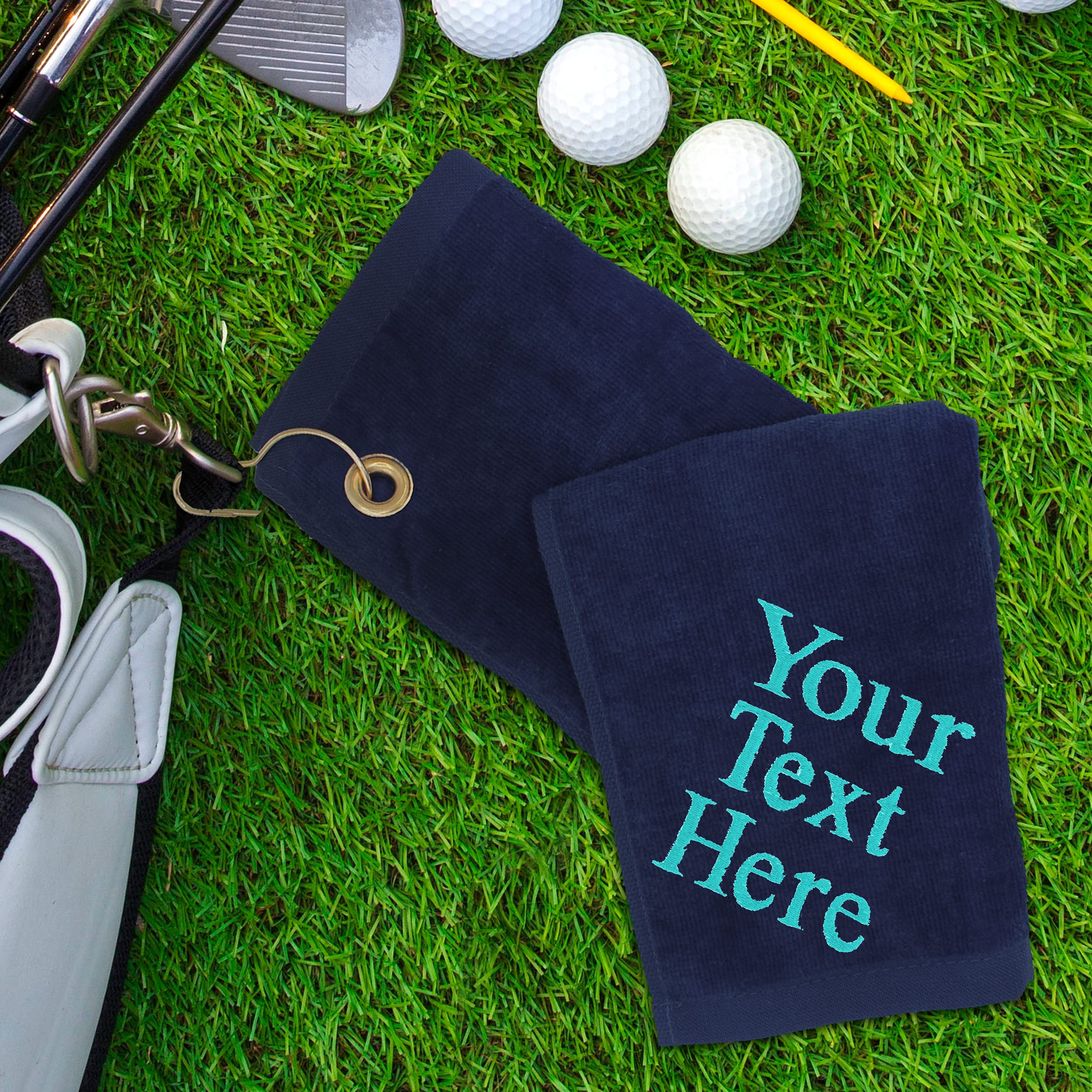 Custom Embroidered Golf Towel - Personalized Golf Accessories Gift for Men & Women - Premium Absorbent Microfiber - Navy Blue - Perfect for Golf Courses, Tournaments & Sports Events
