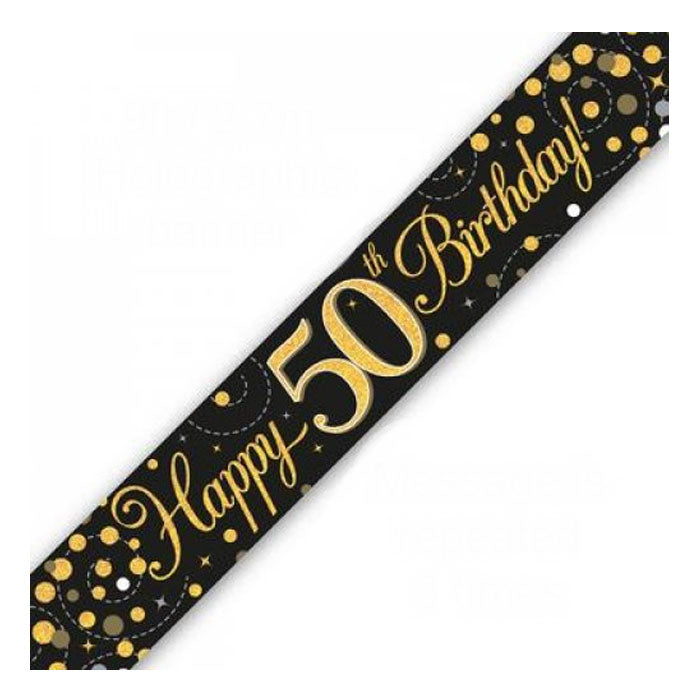 Black & Gold Holographic Party Banners - Premium Metallic Decor for Birthday, Wedding & New Year Celebrations