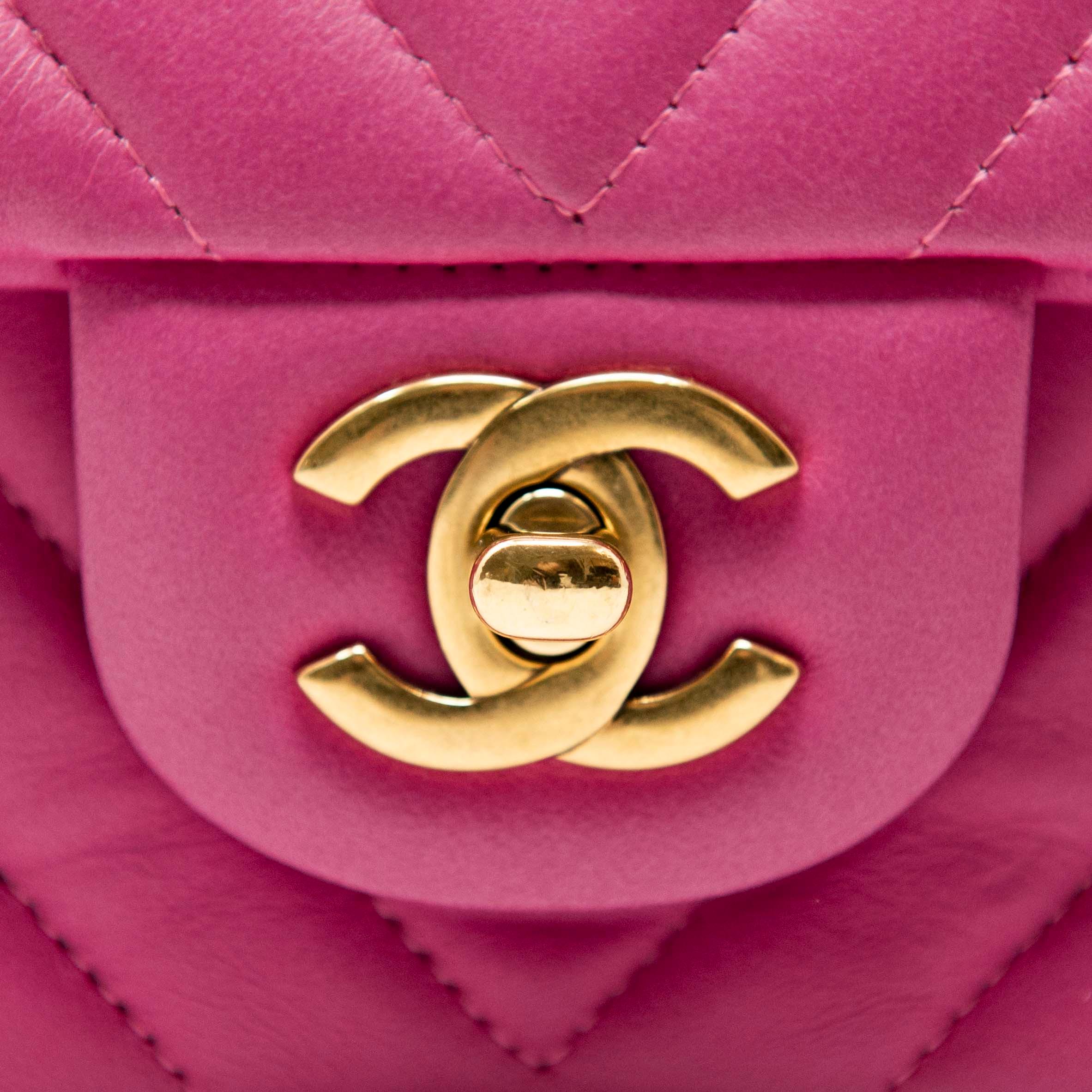 Chanel Pink Chevron Mini Flap Bag - Luxury Quilted Leather Crossbody Purse for Women | Perfect for Parties, Dates & Special Occasions