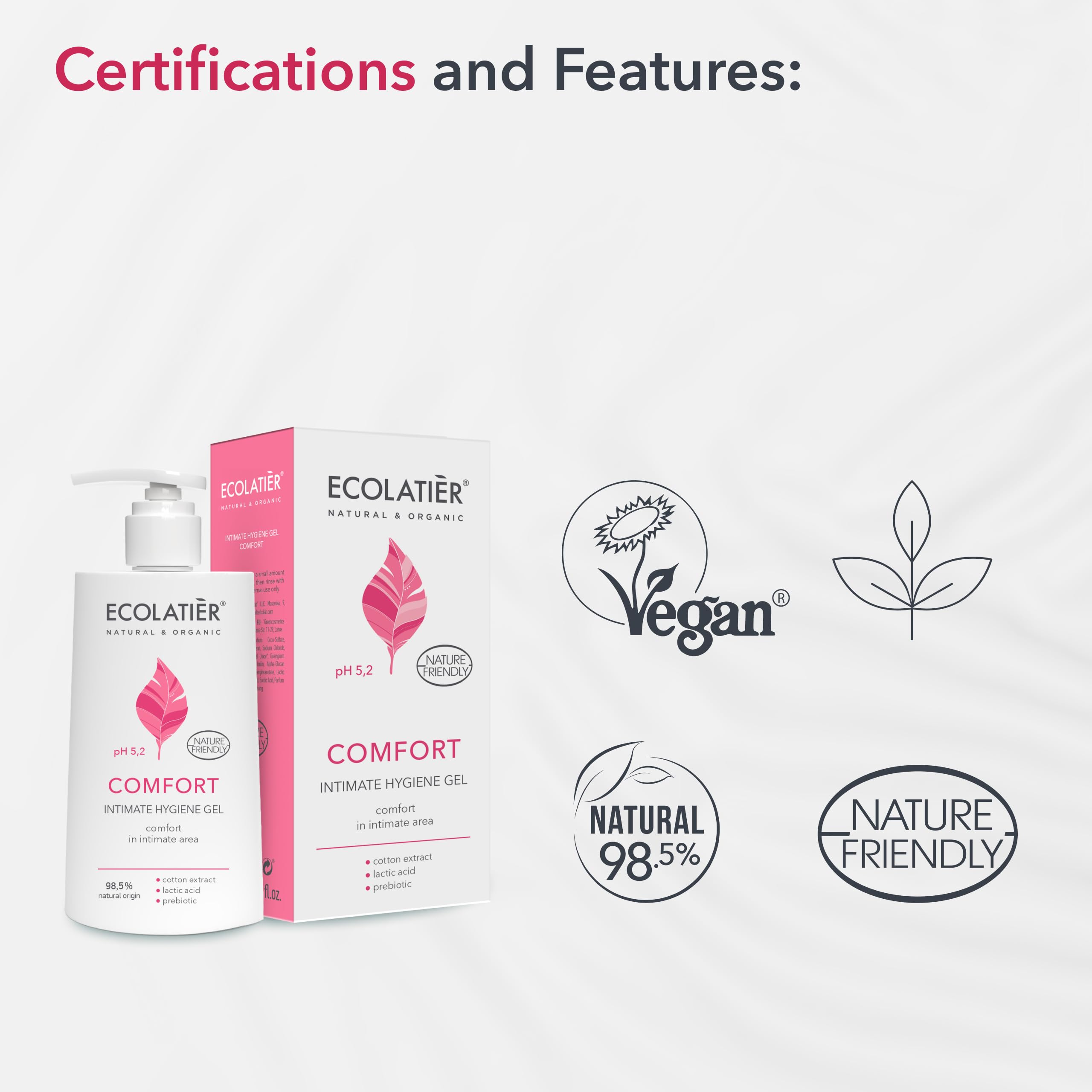 Natural Intimate Hygiene Gel with Cotton Extract – 98.5% Vegan Feminine Wash for Women | pH 5.2 Balanced, Gentle Daily Cleanser | Restores Moisture & Microflora | 8.5 Fl Oz | Perfect for Sensitive Skin & Post-Workout Refreshment