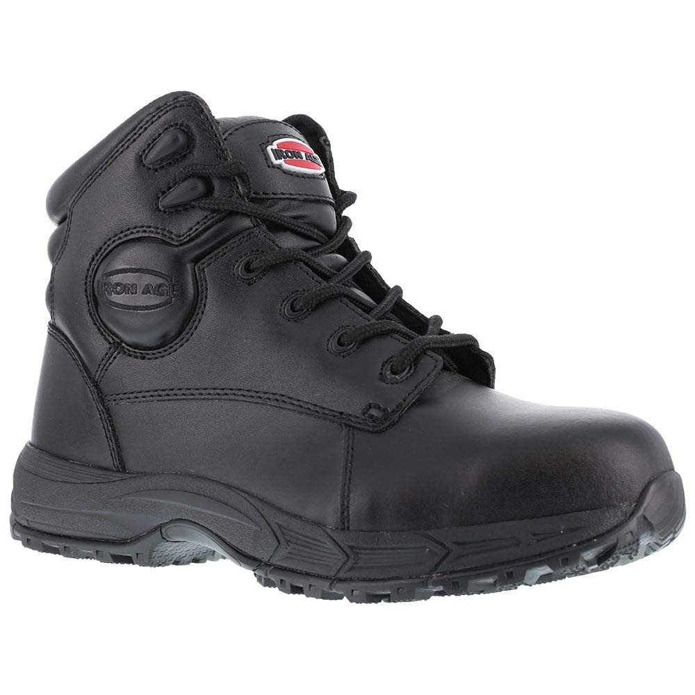 Iron Age Men's Electrical Hazard Work Safety Shoes - Black Steel Toe, Slip Resistant, Comfortable for Construction & Industrial Use