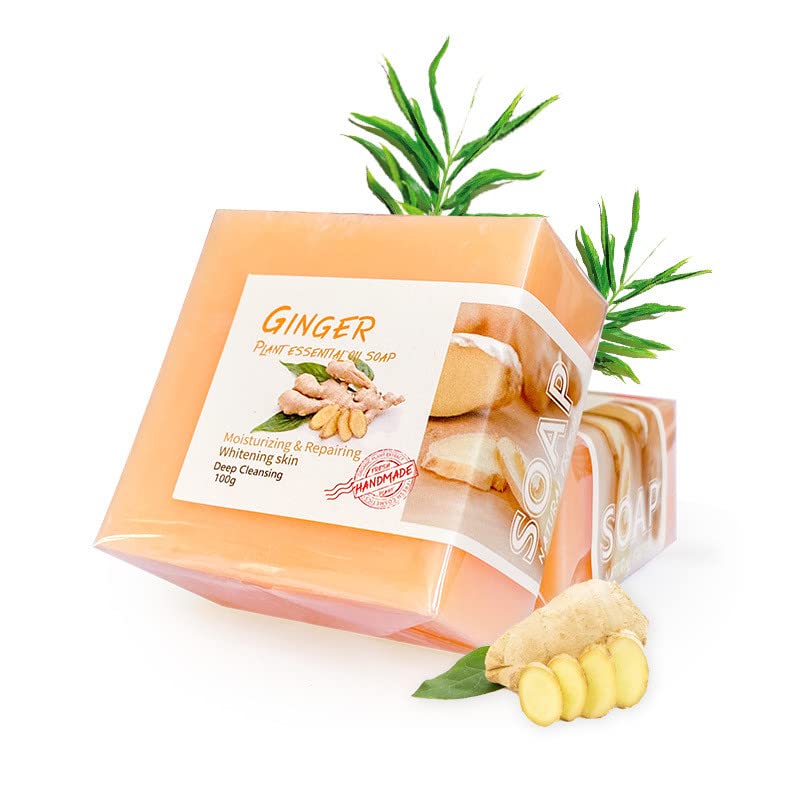 Organic Ginger & Turmeric Soap Bar for Lymphatic Detox & Swelling Relief - All Skin Types, Natural Pain Relief Bath Soap (4-Pack) - Perfect for Post-Workout Recovery & Spa Relaxation