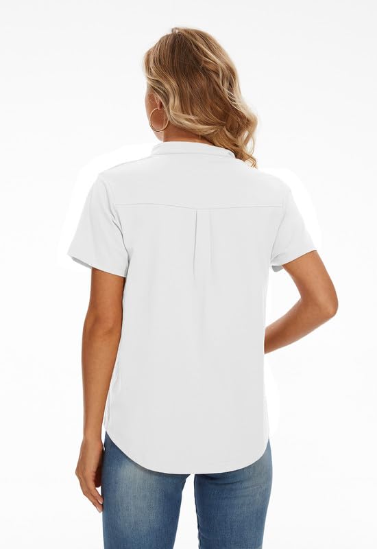 Women's Summer Short Sleeve V-Neck Cotton T-Shirts - Casual Work Tops for Women | Perfect for Office, Outings & Everyday Comfort
