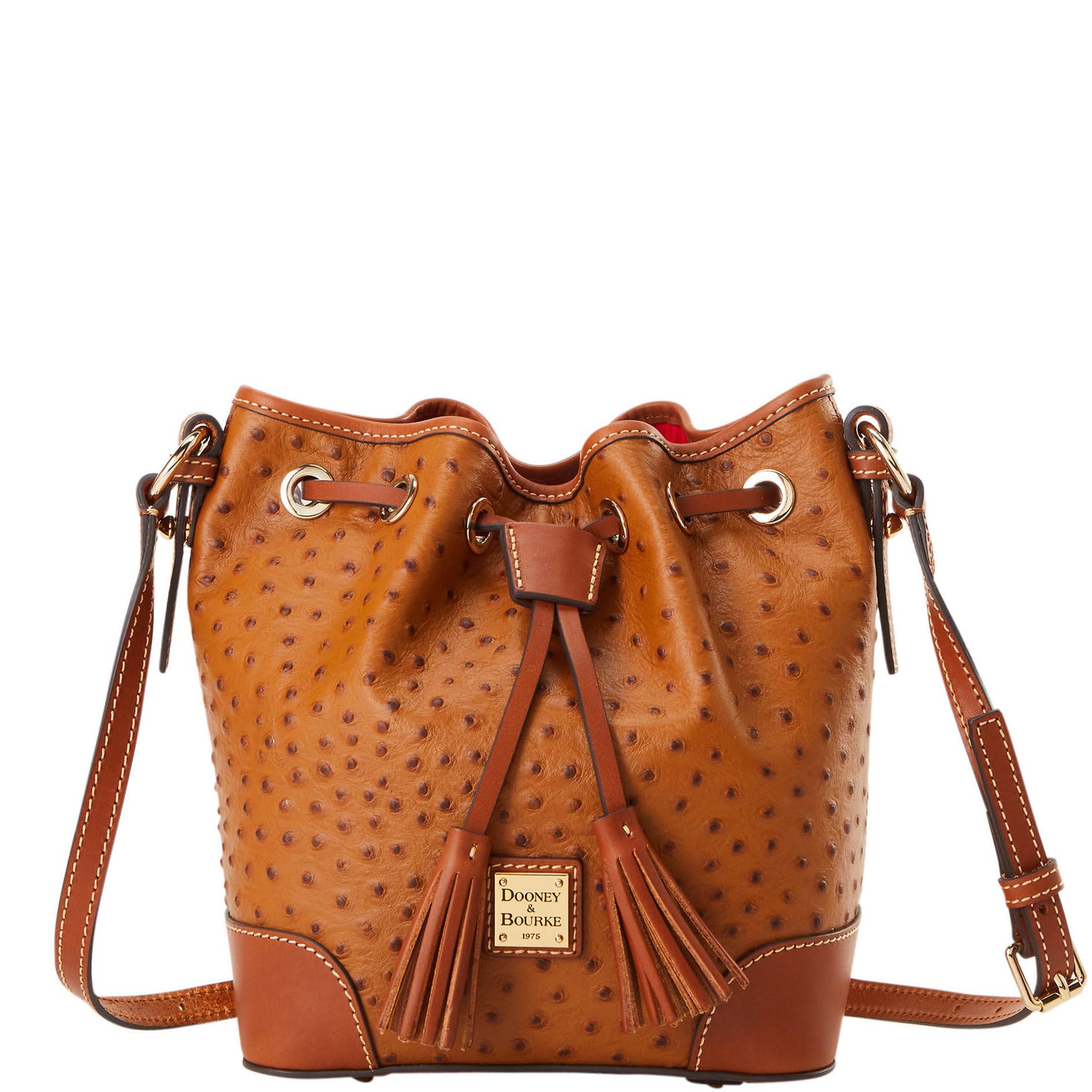 Dooney & Bourke Women's Ostrich Leather Crossbody Handbag with Drawstring Closure - Perfect for Work, Travel & Everyday Use