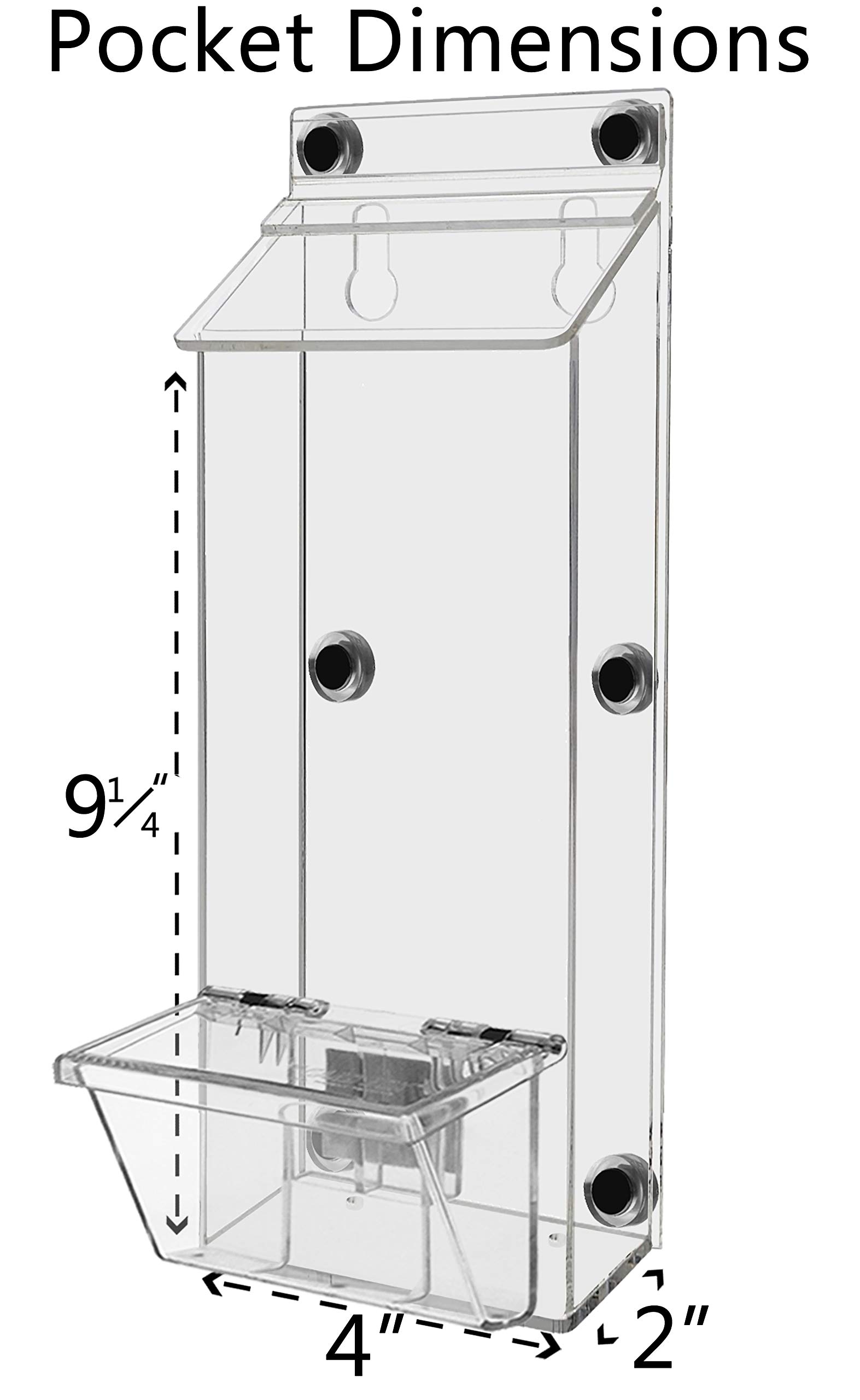 4 Pack Clear Acrylic Brochure Display Box with Lid - Metal Mount Outdoor Caddy for 4