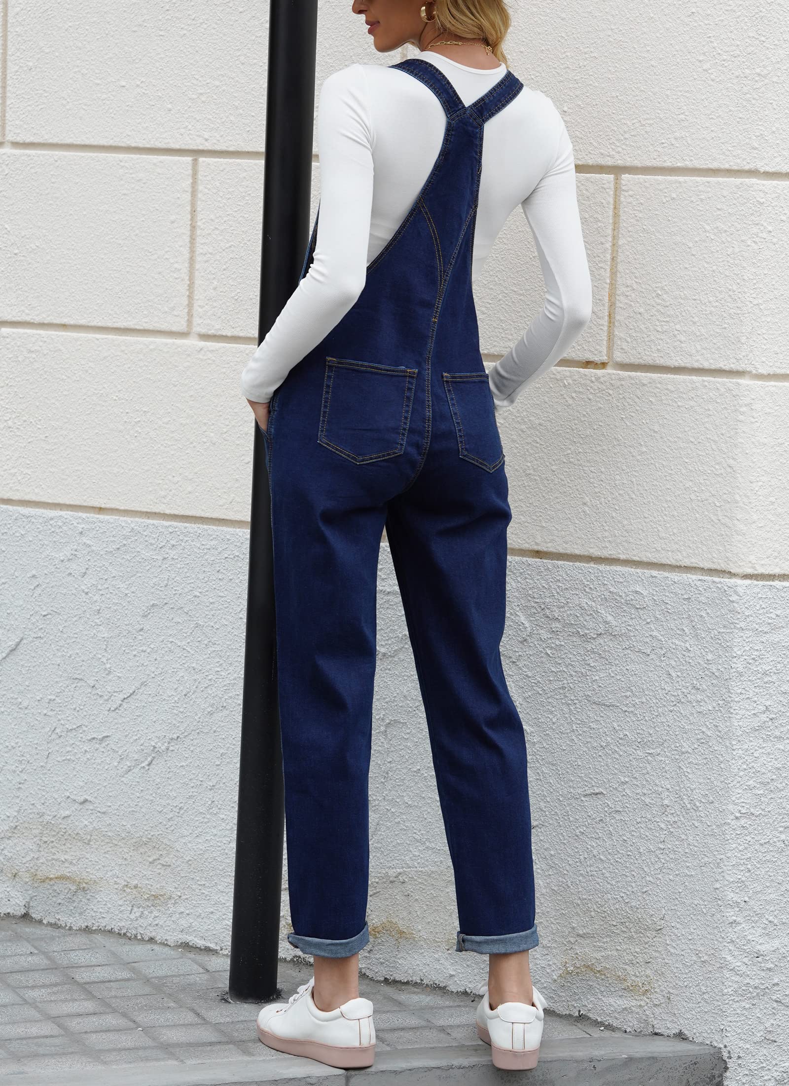 Luvamia Women's Casual Stretch Adjustable Denim Bib Overalls - High Waist Comfortable Jumpsuit for Work, Outdoor & Daily Wear