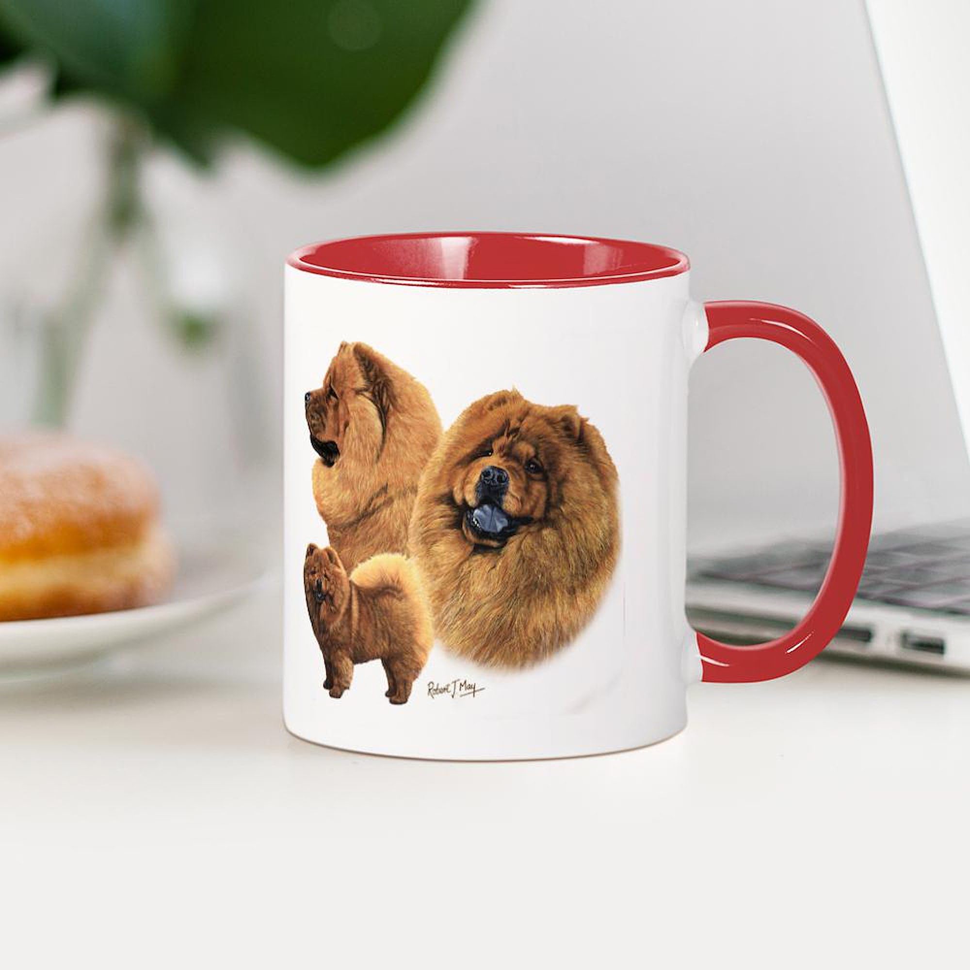 Chow Chow Ceramic Coffee Mug 11 oz (325ml) - Perfect for Tea, Hot Chocolate & Office Use - Durable White Coffee Cup with Cute Dog Design