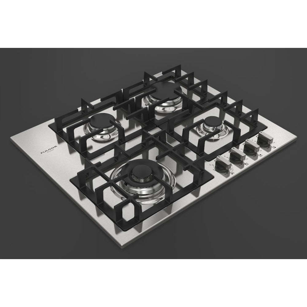 Fulgor Milano 24 Inch 400 Series 4-Burner Gas Cooktop - Stainless Steel (F4GK24S1) | Professional Grade for Home Kitchens & Gourmet Cooking