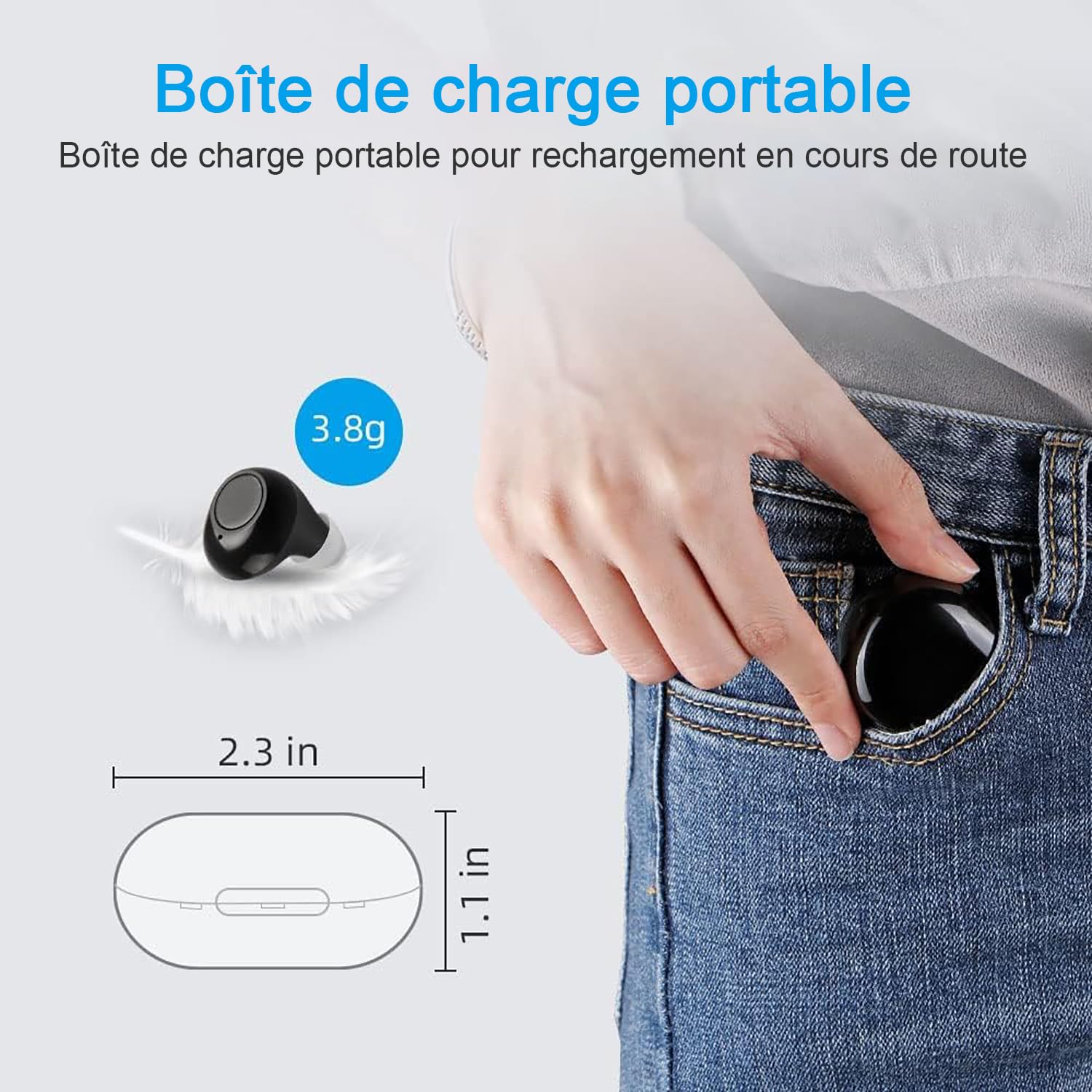 JINGHAO Rechargeable Hearing Amplifier - Wireless Personal Sound Enhancer with Portable Charging Case (Black) - Ideal for TV Watching, Conversation & Outdoor Activities