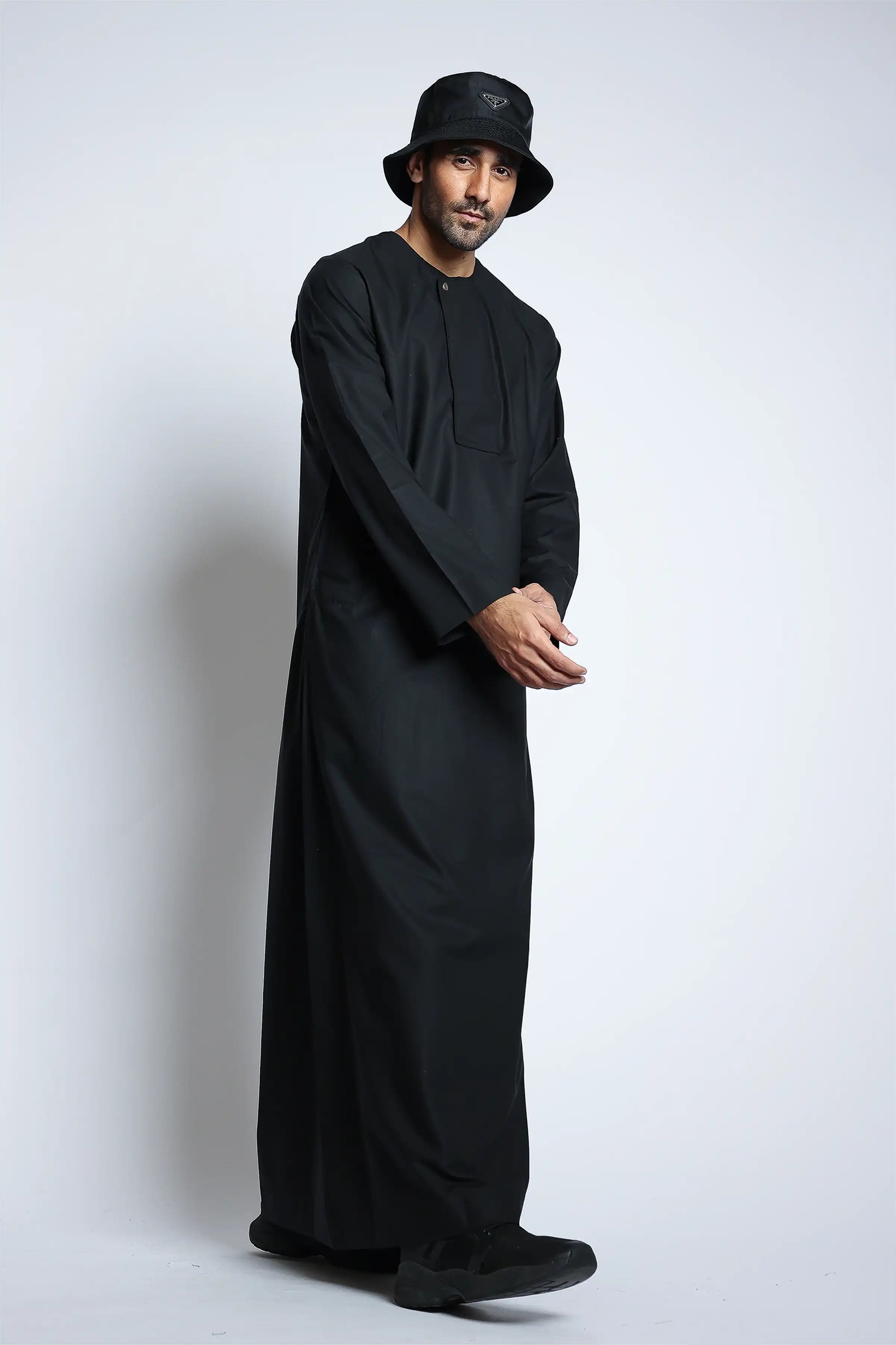 Premium J144 Caviar Piping Thobe - Elegant Embroidered Islamic Robe for Men - Perfect for Eid, Ramadan & Special Occasions
