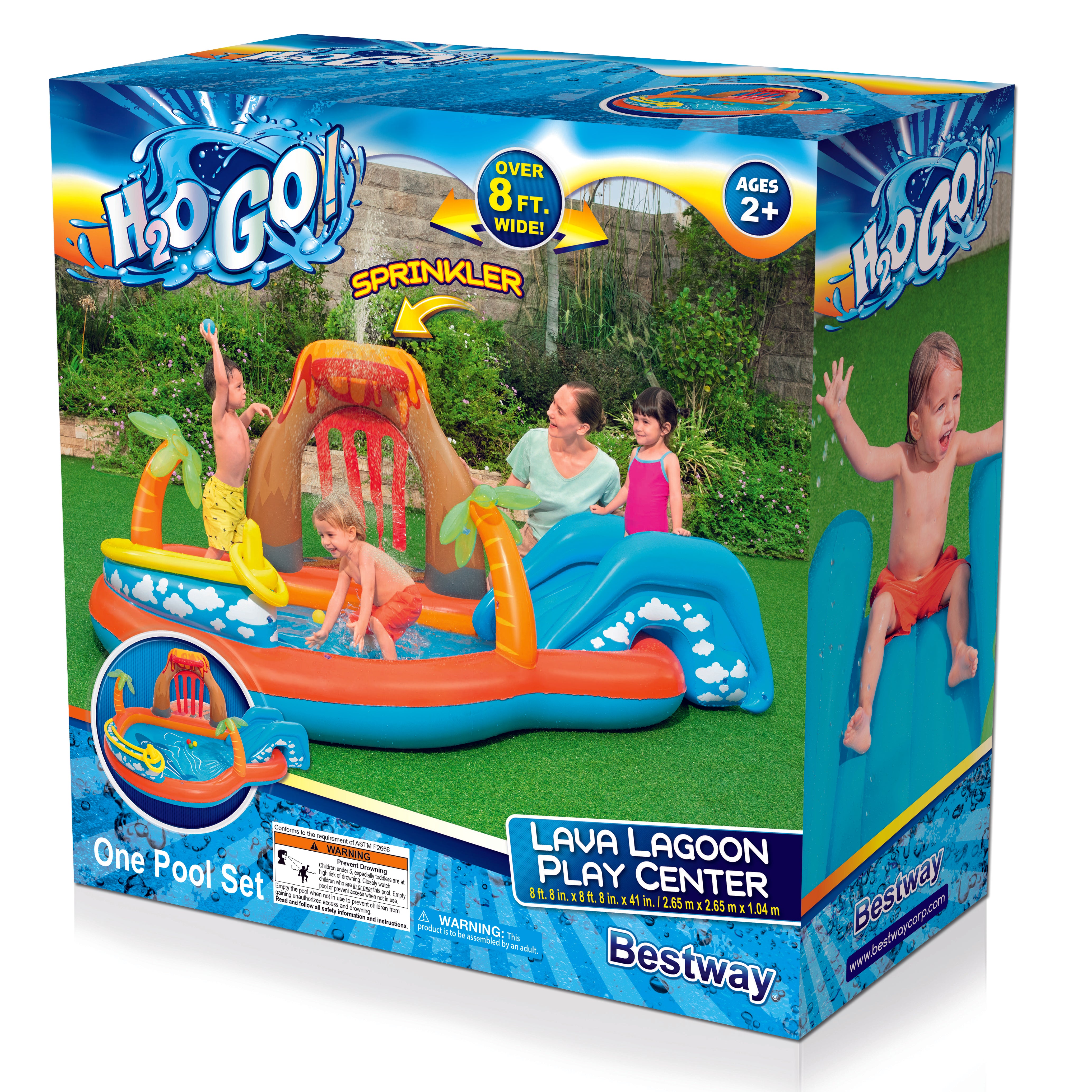 Bestway Lava Lagoon Inflatable Water Park for Kids - Family Backyard Splash Play Center for Summer Outdoor Fun