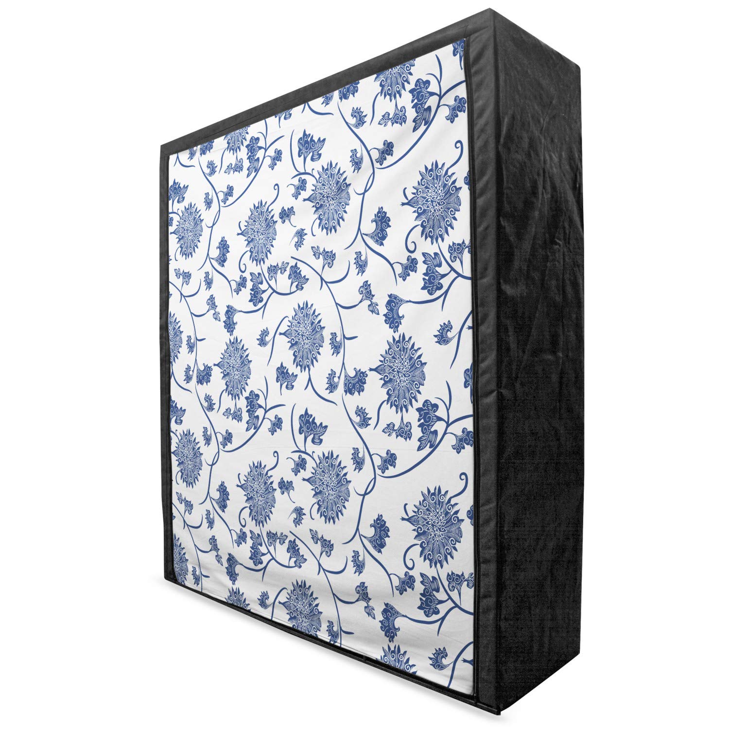 Ambesonne Blue Portable Fabric Wardrobe with Chinese Floral Garden Pattern - 59