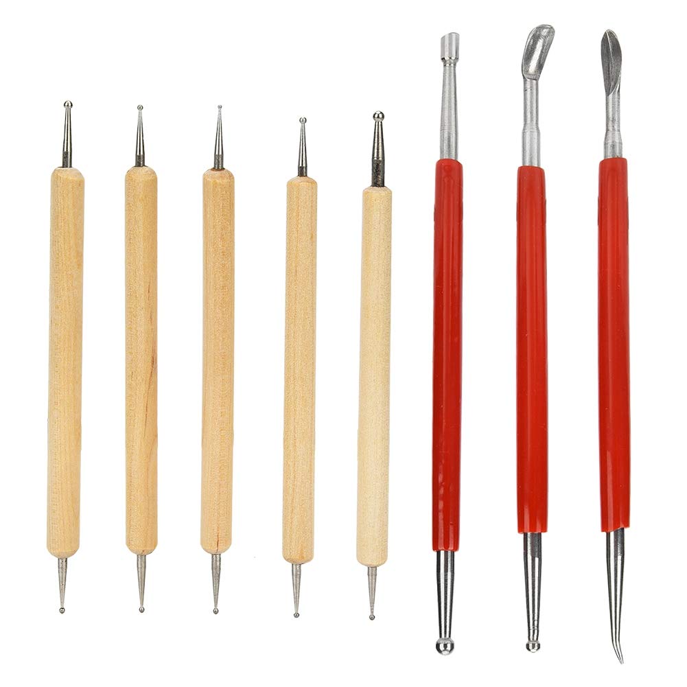 8-Piece Leather Carving Tool Kit - DIY Leather Craft Stylus, Embossing Spoon, Modeling & Point Drill Pen Set for Leatherworking, Perfect for Leather Carving, Stamping & Embossing Projects | Ideal for DIY Leather Crafts, Bookbinding & Leather Repair