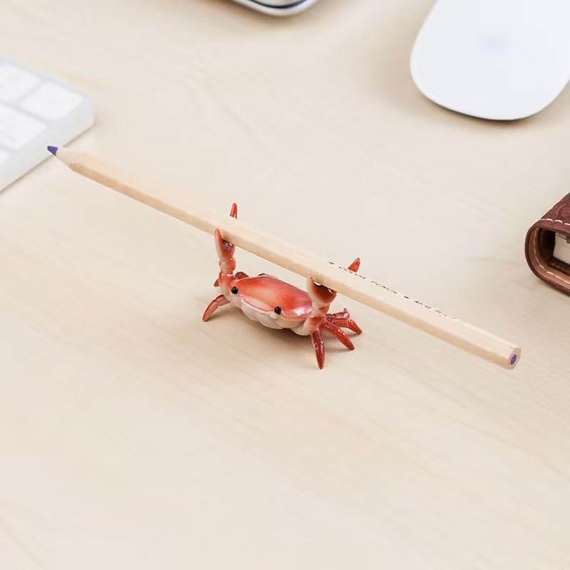 Weightlifting Crab Pen Holder - Creative Office Desk Organizer for Pens, Pencils & Supplies - Fun Desk Accessory & Workspace Decor (Red) - Perfect for Home Office, Study & Gift Giving