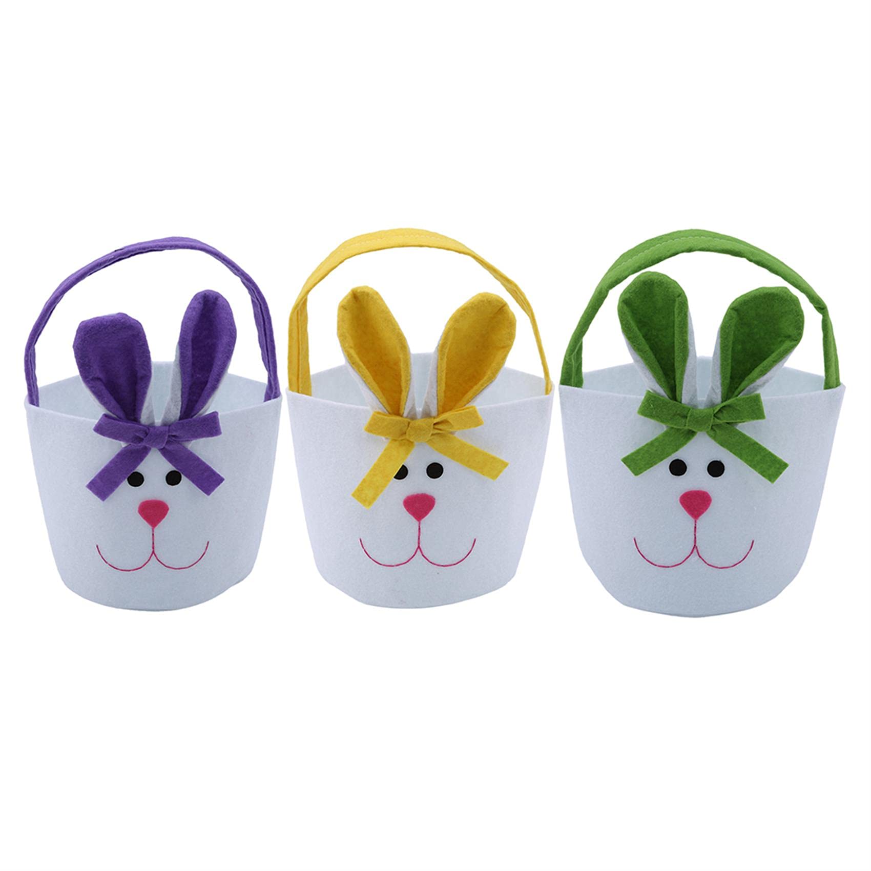 Atmneris Cartoon Bunny Easter Basket - Multi-Functional Easter Egg Hunt Bucket for Kids, Yellow - Perfect for Easter Celebrations, Party Favors & Spring Decorations