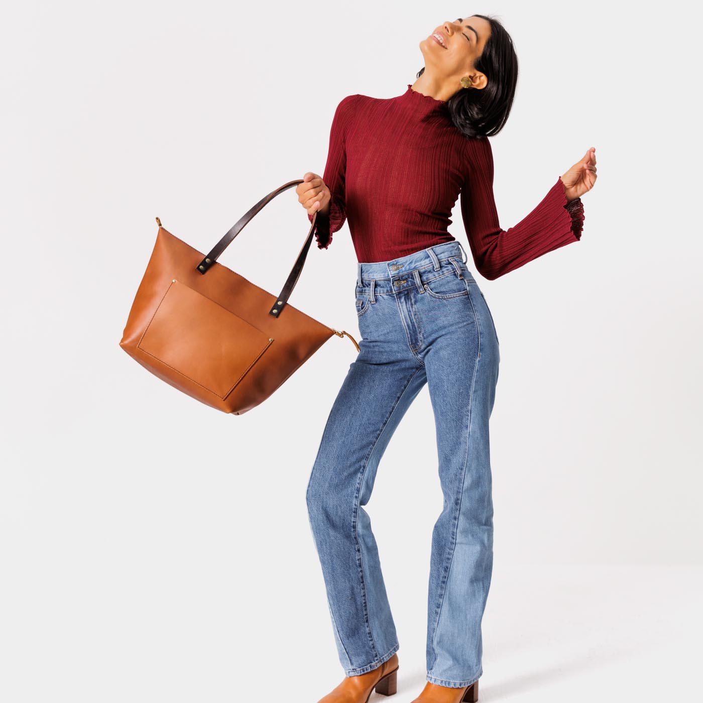 Almost Perfect' Genuine Leather Tote Bag for Women - Stylish Work Bag, Travel & Everyday Carry Purse - Premium Handmade Shoulder Bag for Office, Commute & Shopping