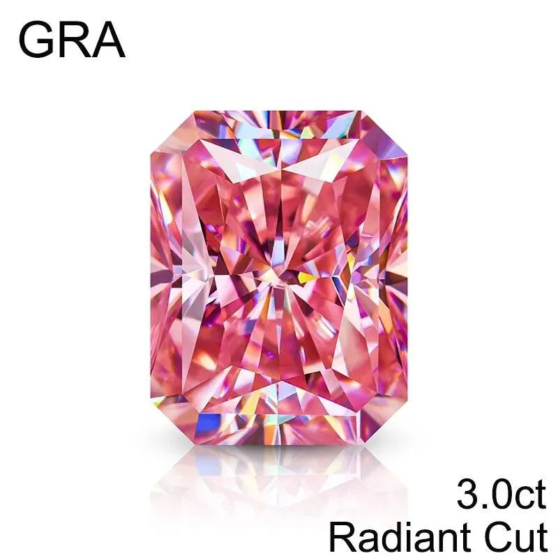 **100% Real Pink Loose Moissanite Gemstone - Lab-Created for Women's Jewelry (Round/Pear/Emerald/Oval Cut) | GRA Certified | Perfect for Engagement Rings, Wedding Bands & Fashion Jewelry**