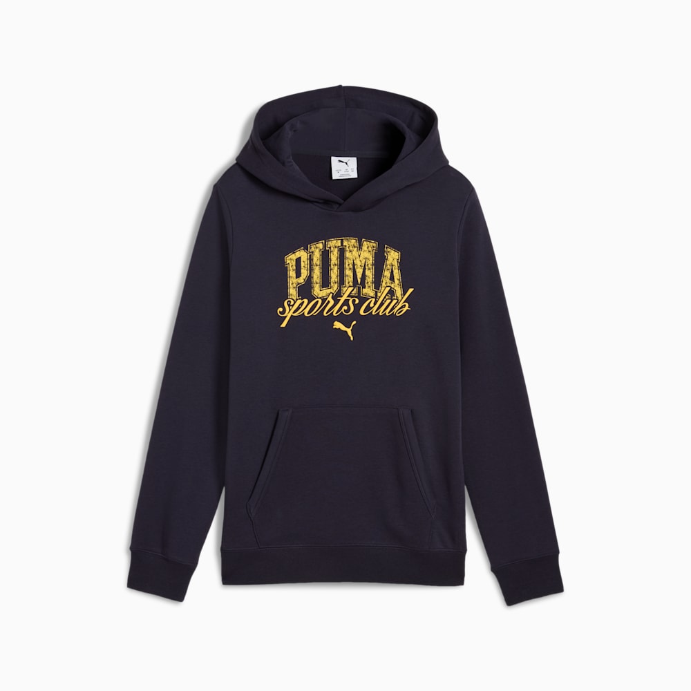 PUMA Kids' Classic French Terry Navy Blue Hoodie - Soft & Comfortable Pullover for Boys & Girls - Perfect for School, Playdates & Outdoor Activities