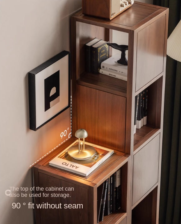 Solid Black Walnut & Oak Wood Corner Bookshelf - Stylish Storage Shelf for Living Room, Office, or Bedroom - Perfect for Books, Decor & Small Spaces