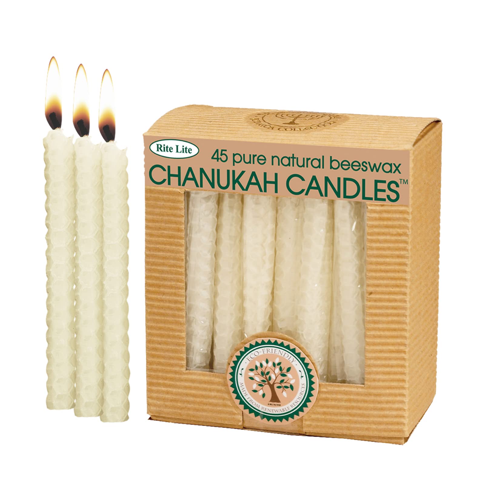 Premium Hand-Rolled Honeycomb Beeswax Hanukkah Candles - 45 Count Natural Chanukah Menorah Candles for Jewish Holidays, Party Favors & Candle Holders - Perfect for Hanukkah Celebrations, Home Decor & Religious Ceremonies
