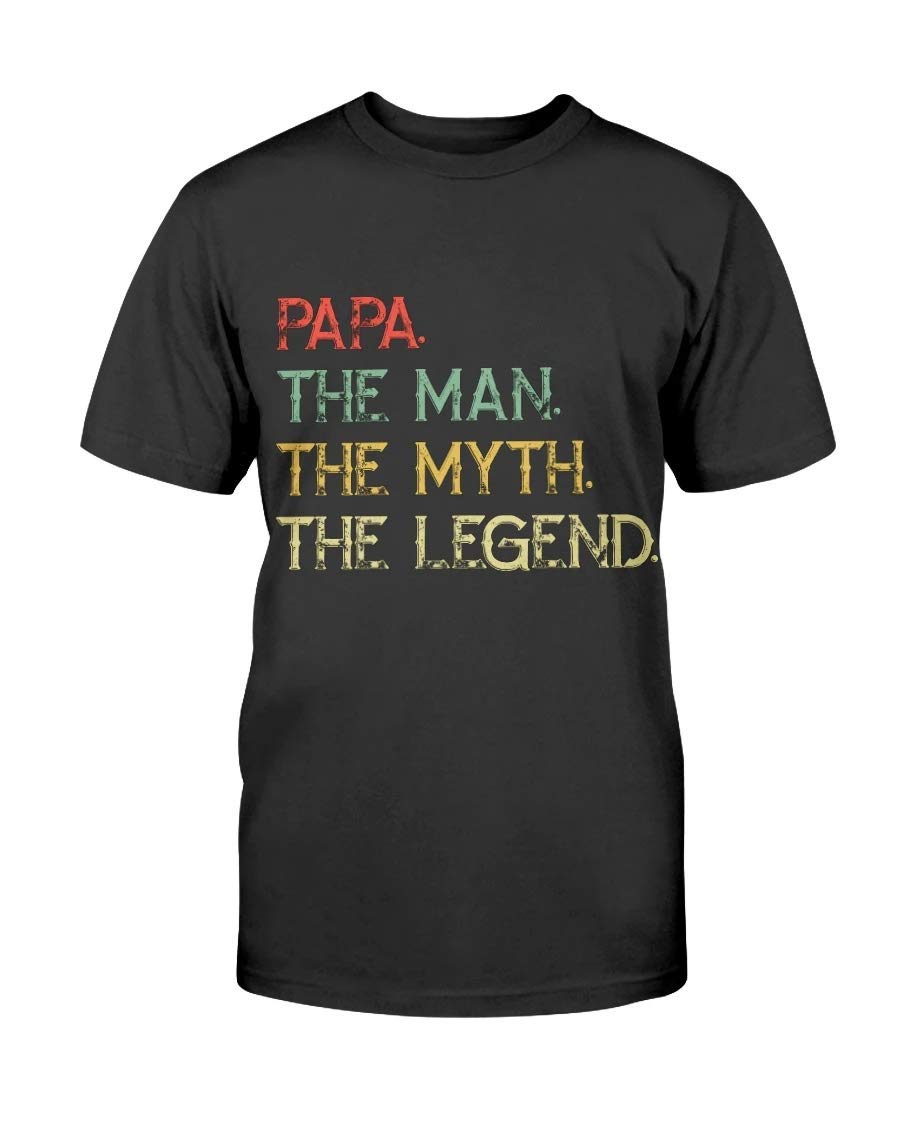 Papa The Man The Myth The Legend Cotton T-Shirt - Soft & Comfortable Graphic Tee for Men - Perfect for Casual Wear, Father's Day Gifts & Family Events