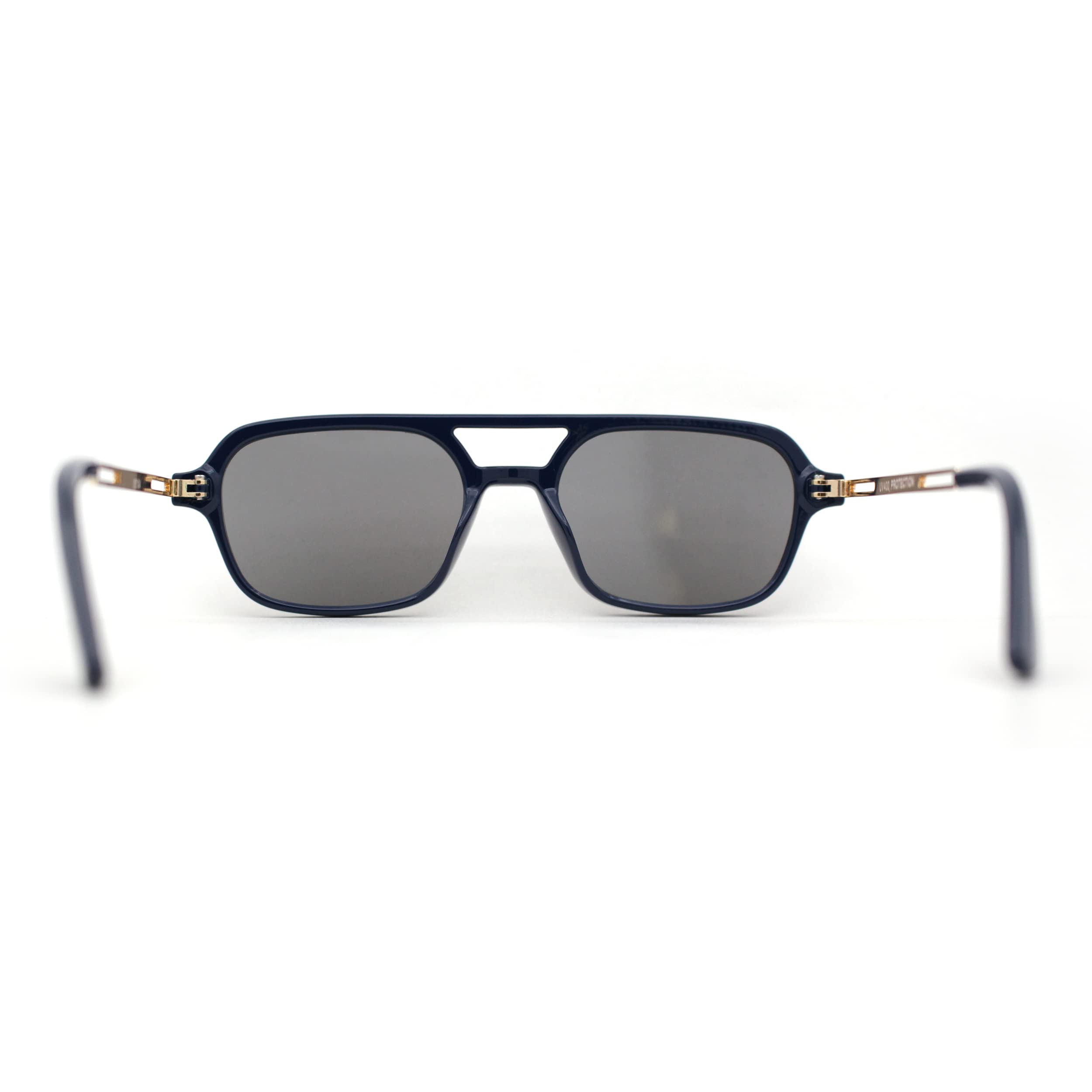 Classic Men's Thin Snug Flat Top Double Bridge Racer Plastic Sunglasses - UV Protection, Lightweight & Stylish for Driving, Running, Outdoor Sports & Beach Activities