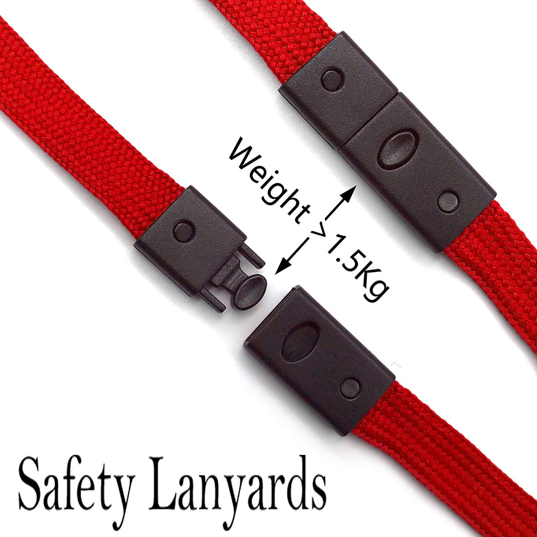 Breakaway Safety Lanyards - Red (50 PCS) for ID Badges & Events