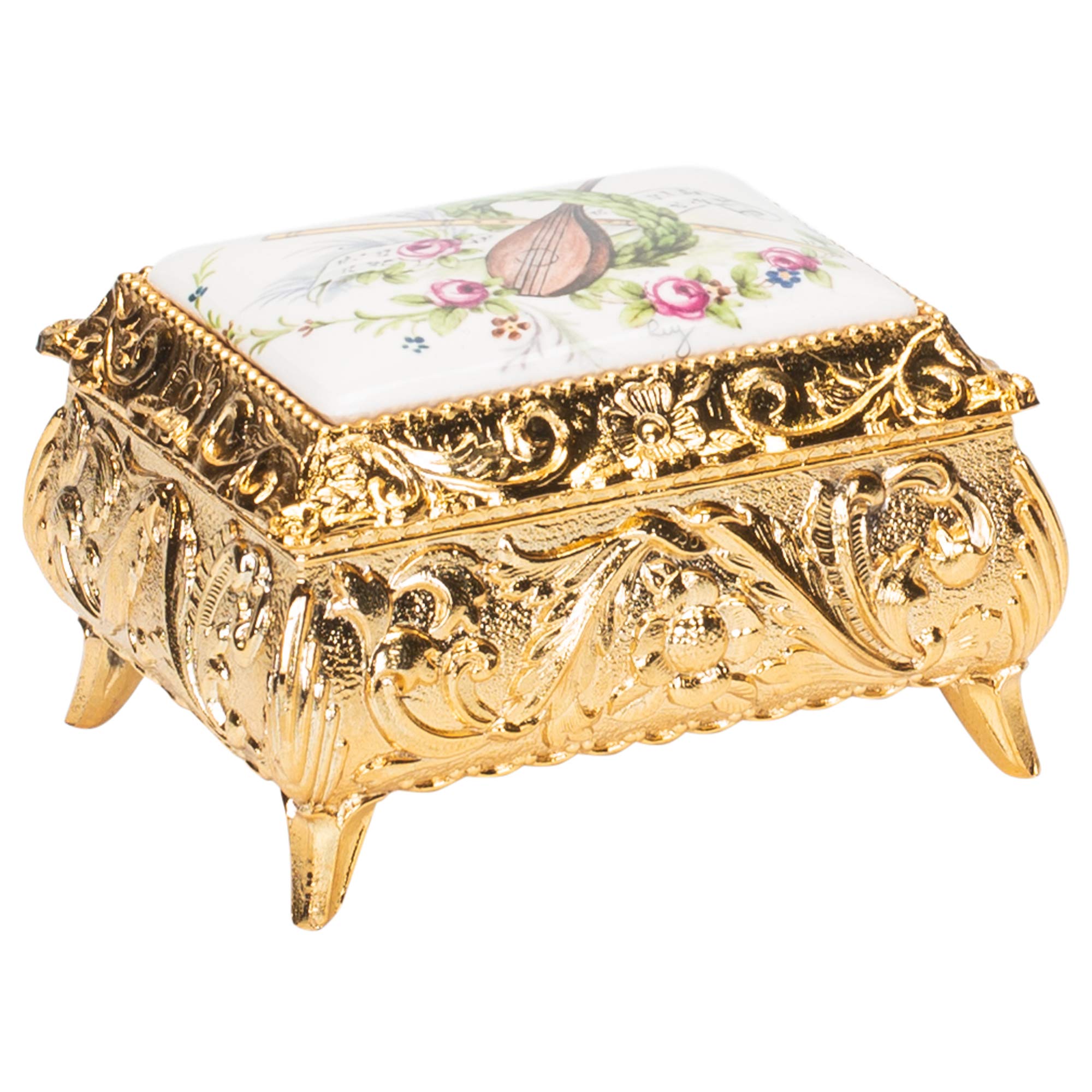 Elegant Gold Filigree Music Jewelry Box - Plays 'All I Ask Of You' from Phantom of The Opera - Handcrafted Rectangular Keepsake Box for Gifts, Wedding, Anniversary & Home Décor
