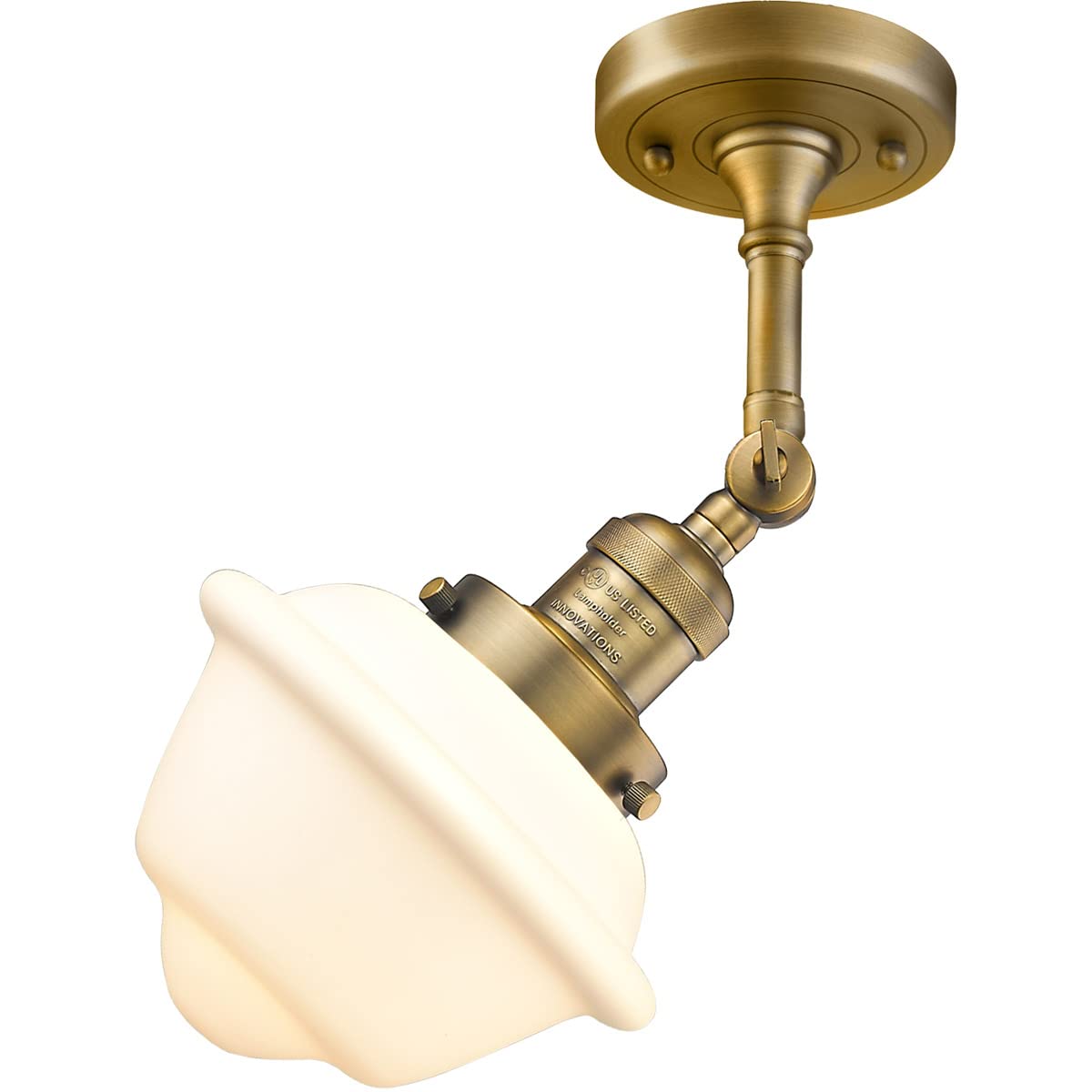 Innovations 201F-BB-G531-LED Modern Semi-Flush Mount Ceiling Light Fixture in Brushed Brass Finish - Perfect for Bedroom, Living Room & Hallway Lighting