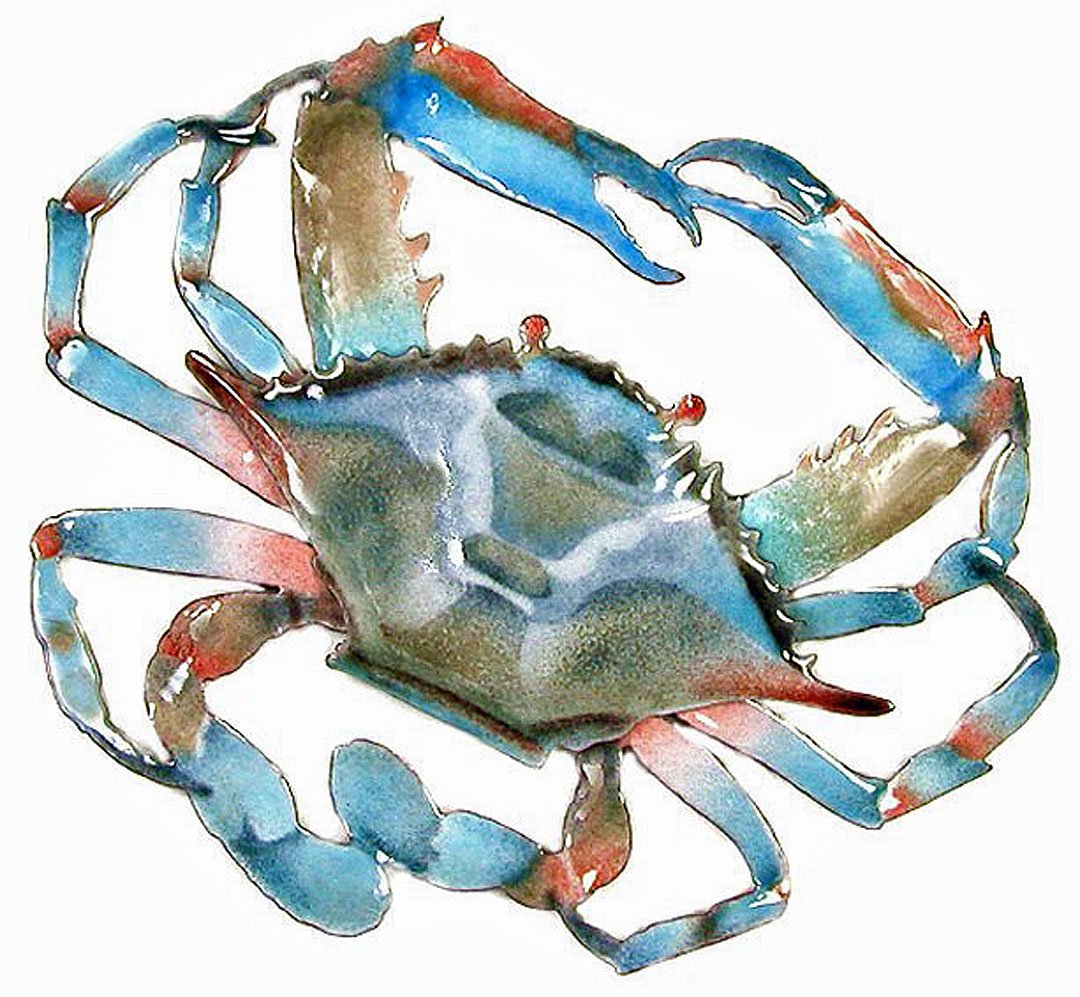 Small Blue Crab Metal Wall Sculpture - Coastal & Beach Decor - Handcrafted Wall Art for Living Room, Bedroom, or Office - Perfect Nautical Home Decoration