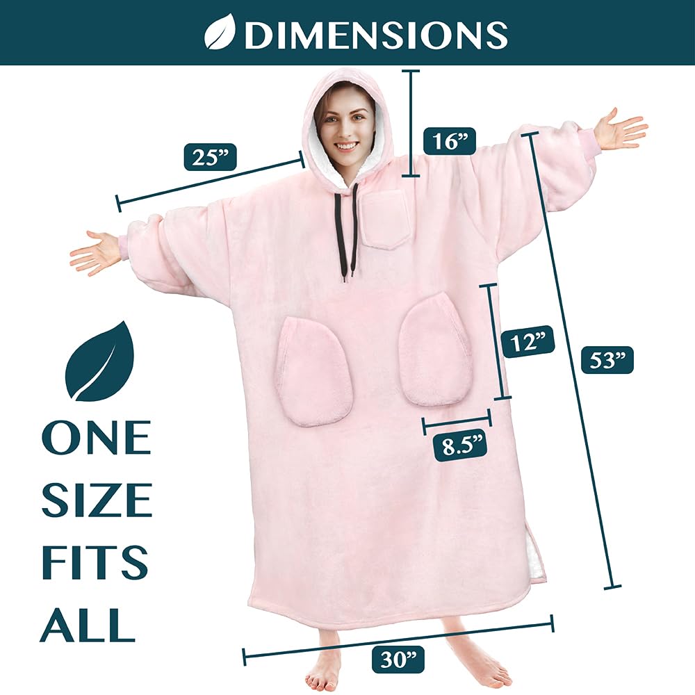 PAVILIA Wearable Blanket Hoodie for Women & Men - Sherpa Fleece Oversized Sweatshirt Blanket with Hood | Cozy Loungewear for Home, Camping & Outdoor Activities