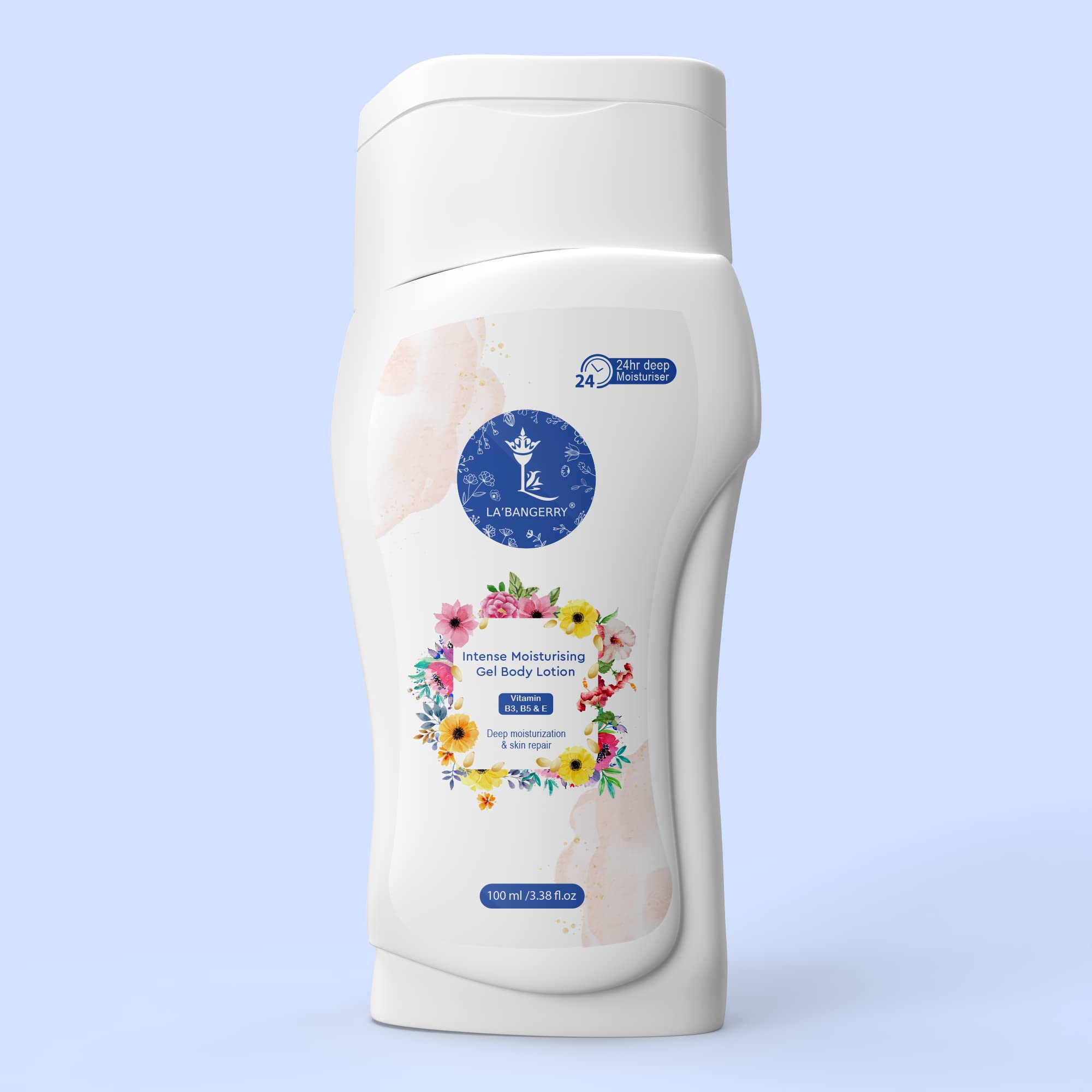 LA'BANGERRY Intense Moisturizing Gel Body Lotion - 48hr Hydration for Dry & Sensitive Skin | Vegan, Paraben-Free Plant Based Formula | 100ml Travel Size | Perfect for Daily Use, After Shower & Winter Care