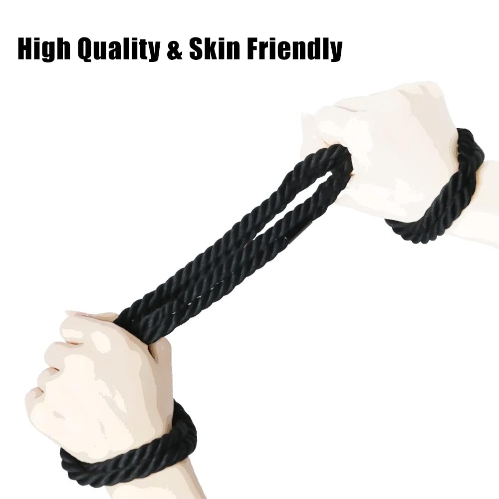 Adjustable BDSM Bondage Rope & Restraints Set - Soft Wrist & Leg Cuffs for Couples Play - Perfect for Bedroom Bondage, SM Games, and Spicing Up Intimate Moments (Men & Women)