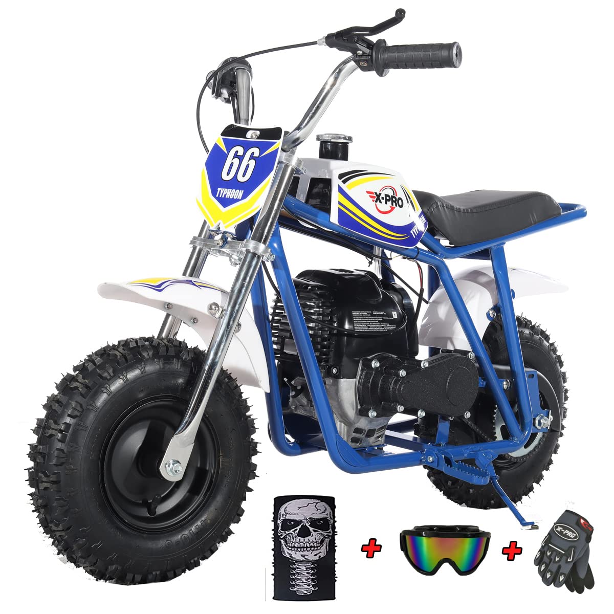 X-PRO 40cc Mini Dirt Bike - Gas Powered Pit Bike for Kids & Adults - Off Road Motorcycle for Trail Riding & Backyard Fun (Blue)